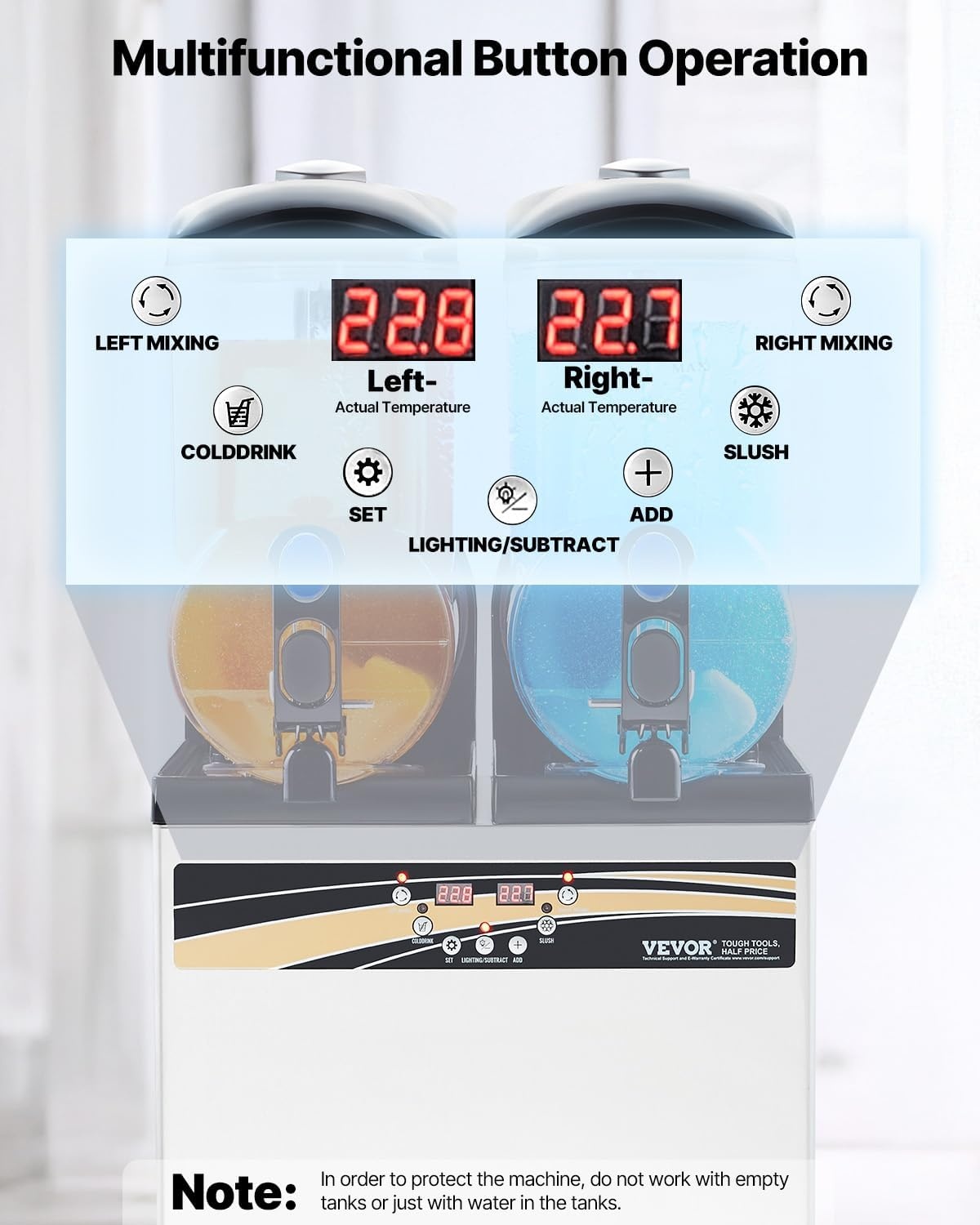 image:imageVEVOR Slushie Machine 4L135oz x 2 Tank Slushy Machine for Home No Ice Needed Frozen Drink Maker Margarita Maker with SelfCleaning for Frozen Margaritas Frapps Milkshake amp More15Lx2