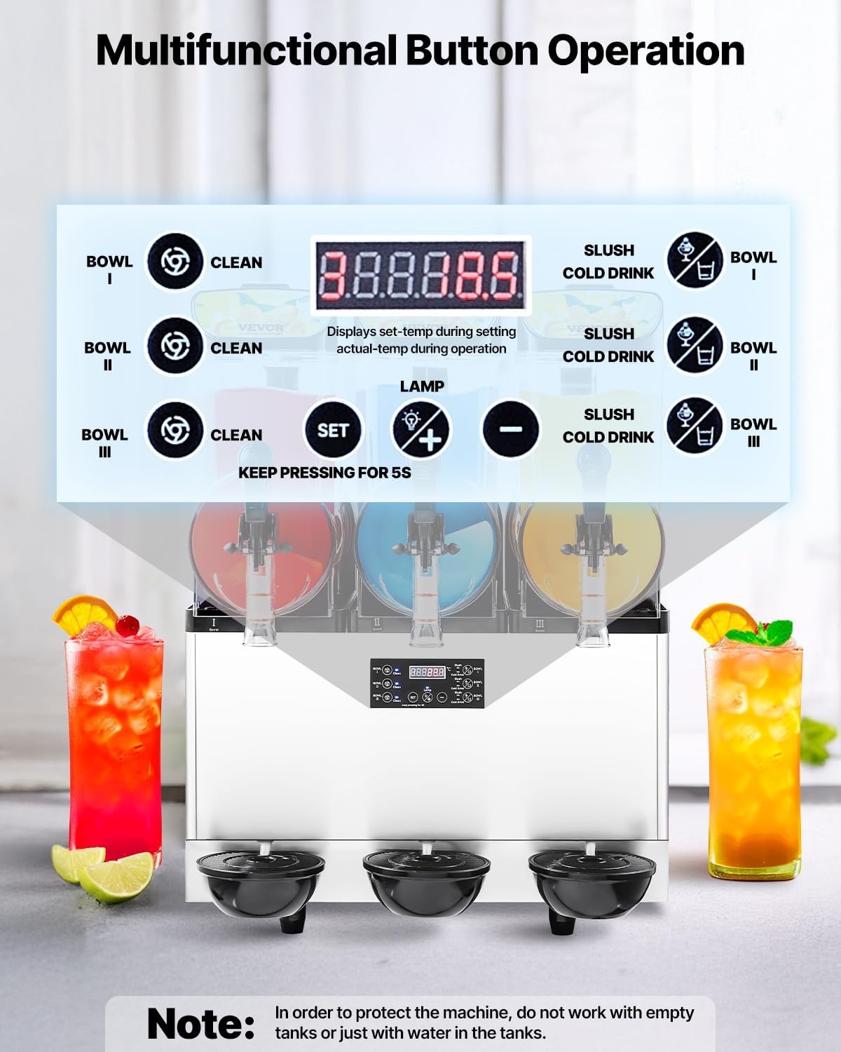 image:imageVEVOR Slushie Machine 4L135oz x 2 Tank Slushy Machine for Home No Ice Needed Frozen Drink Maker Margarita Maker with SelfCleaning for Frozen Margaritas Frapps Milkshake amp More15Lx3