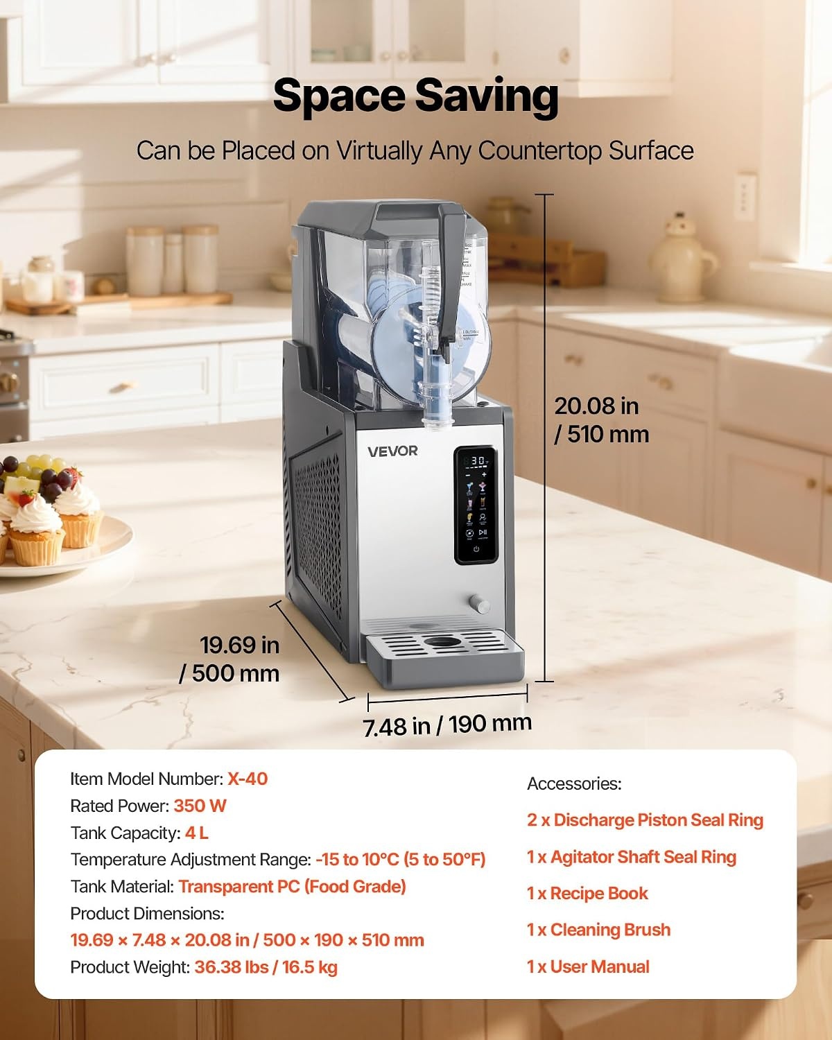 image:imageVEVOR Slushie Machine 4L135oz x 2 Tank Slushy Machine for Home No Ice Needed Frozen Drink Maker Margarita Maker with SelfCleaning for Frozen Margaritas Frapps Milkshake amp More4L