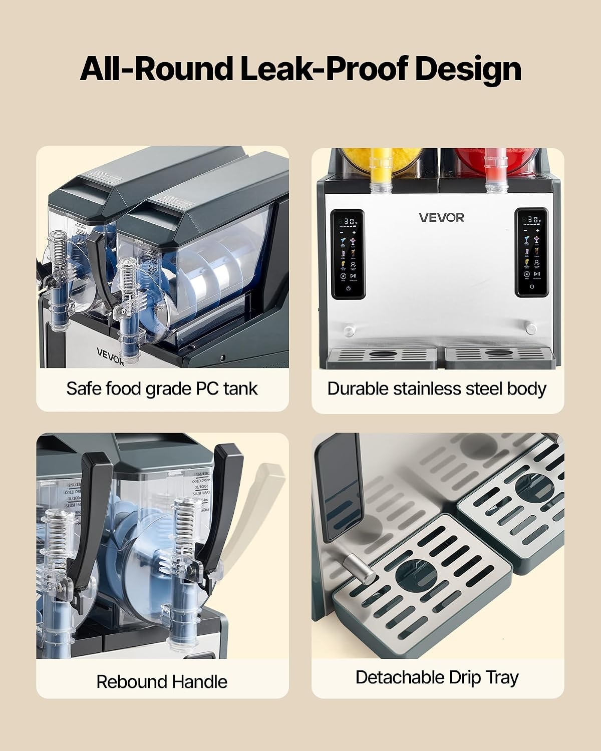 image:imageVEVOR Slushie Machine 4L135oz x 2 Tank Slushy Machine for Home No Ice Needed Frozen Drink Maker Margarita Maker with SelfCleaning for Frozen Margaritas Frapps Milkshake amp More4Lx2