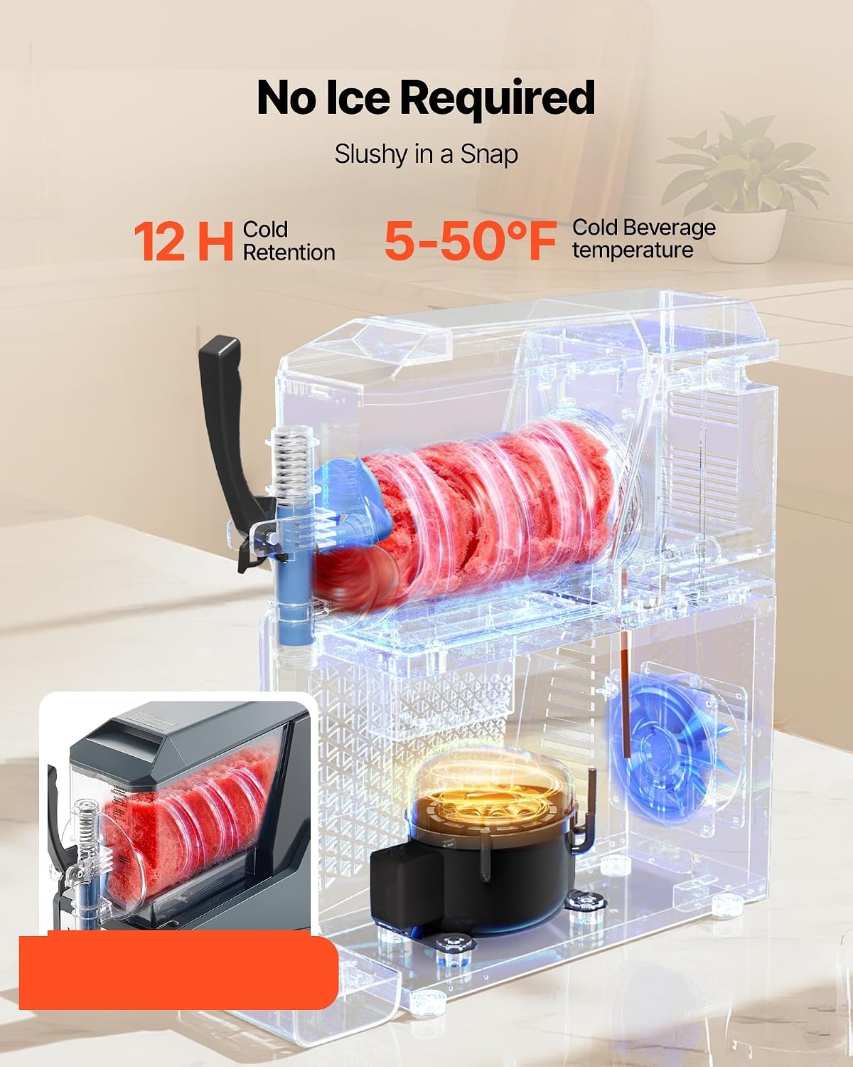 image:imageVEVOR Slushie Machine 4L135oz x 2 Tank Slushy Machine for Home No Ice Needed Frozen Drink Maker Margarita Maker with SelfCleaning for Frozen Margaritas Frapps Milkshake amp More4L