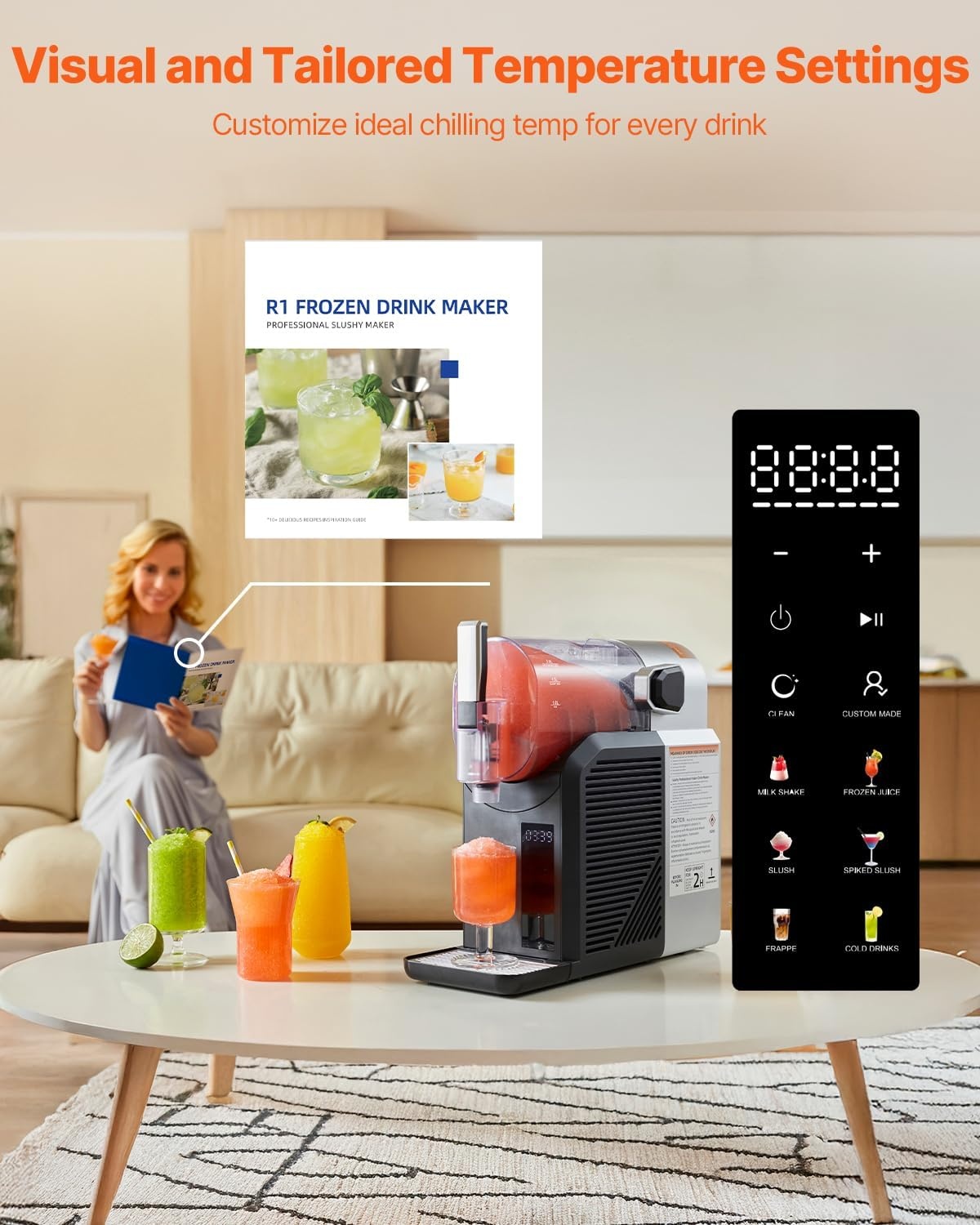 image:imageVEVOR Slushie Machine 4L135oz x 2 Tank Slushy Machine for Home No Ice Needed Frozen Drink Maker Margarita Maker with SelfCleaning for Frozen Margaritas Frapps Milkshake amp More2L