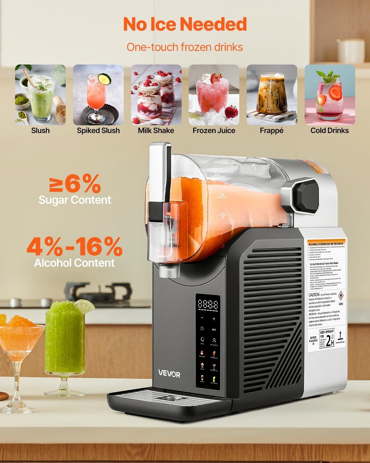 image:imageVEVOR Slushie Machine 4L135oz x 2 Tank Slushy Machine for Home No Ice Needed Frozen Drink Maker Margarita Maker with SelfCleaning for Frozen Margaritas Frapps Milkshake amp More2L