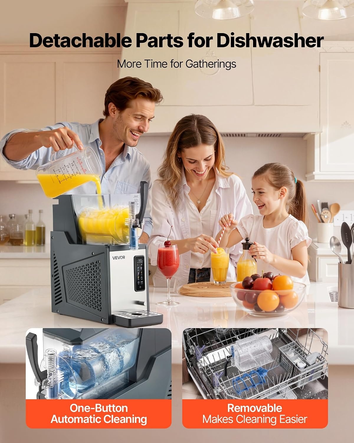 image:imageVEVOR Slushie Machine 4L135oz x 2 Tank Slushy Machine for Home No Ice Needed Frozen Drink Maker Margarita Maker with SelfCleaning for Frozen Margaritas Frapps Milkshake amp More4L