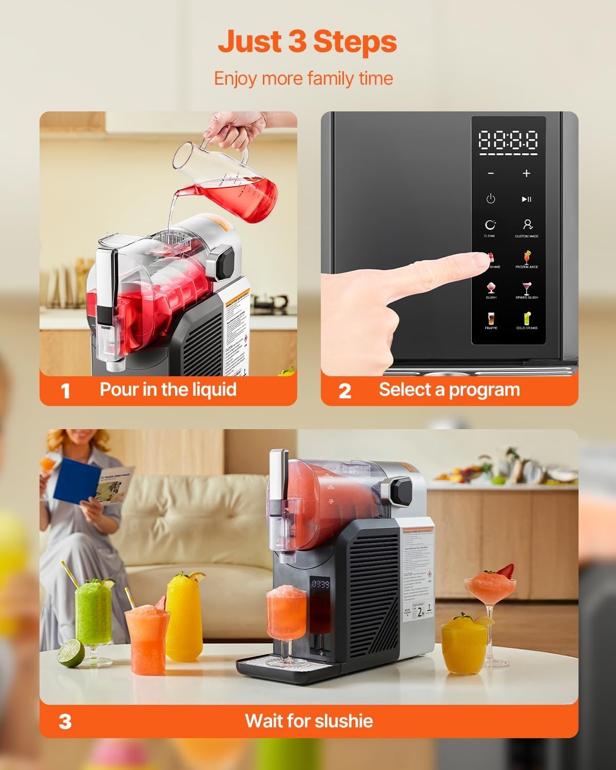 image:imageVEVOR Slushie Machine 4L135oz x 2 Tank Slushy Machine for Home No Ice Needed Frozen Drink Maker Margarita Maker with SelfCleaning for Frozen Margaritas Frapps Milkshake amp More2L