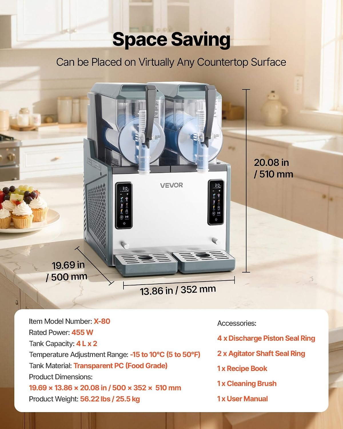 image:imageVEVOR Slushie Machine 4L135oz x 2 Tank Slushy Machine for Home No Ice Needed Frozen Drink Maker Margarita Maker with SelfCleaning for Frozen Margaritas Frapps Milkshake amp More4Lx2