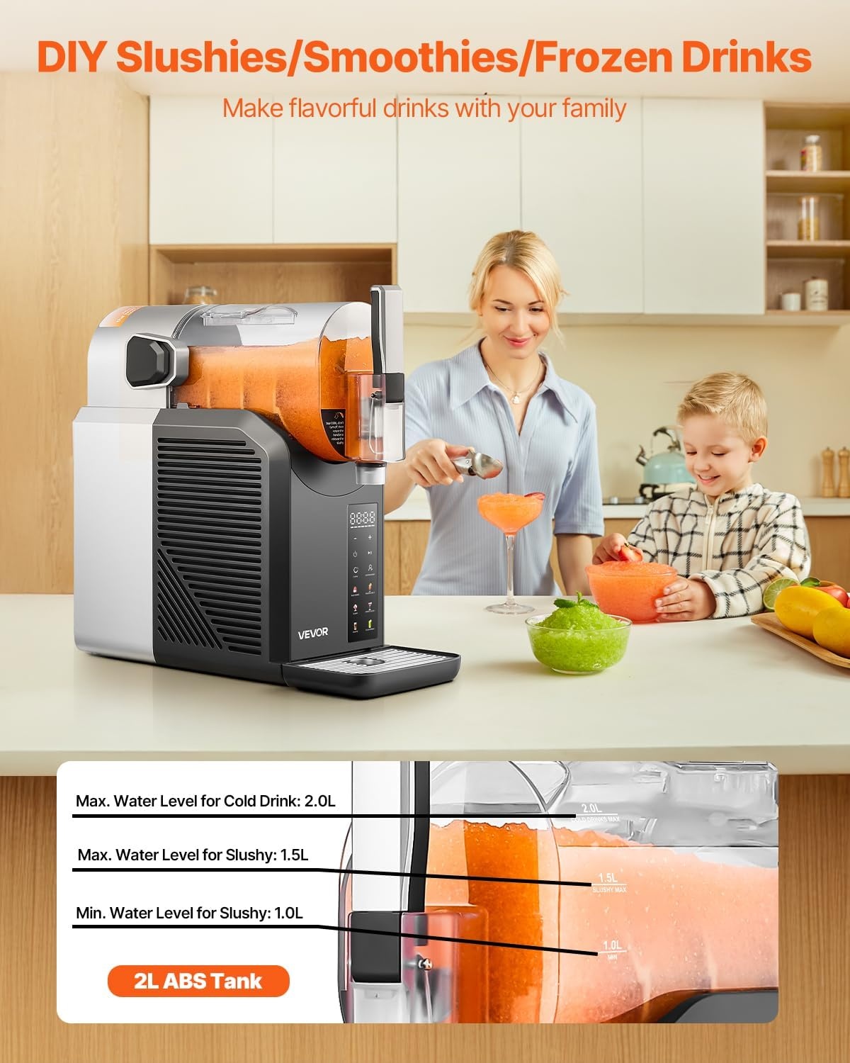 image:imageVEVOR Slushie Machine 4L135oz x 2 Tank Slushy Machine for Home No Ice Needed Frozen Drink Maker Margarita Maker with SelfCleaning for Frozen Margaritas Frapps Milkshake amp More2L