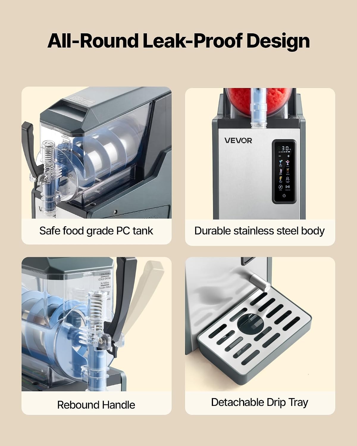 image:imageVEVOR Slushie Machine 4L135oz x 2 Tank Slushy Machine for Home No Ice Needed Frozen Drink Maker Margarita Maker with SelfCleaning for Frozen Margaritas Frapps Milkshake amp More4L