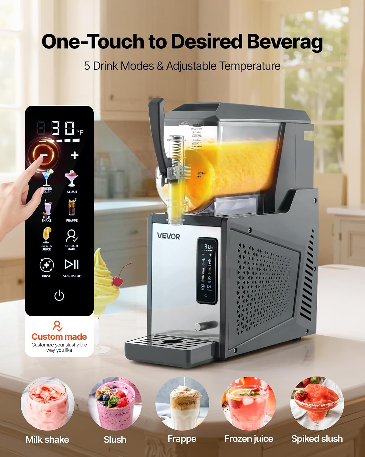 image:imageVEVOR Slushie Machine 4L135oz x 2 Tank Slushy Machine for Home No Ice Needed Frozen Drink Maker Margarita Maker with SelfCleaning for Frozen Margaritas Frapps Milkshake amp More4L