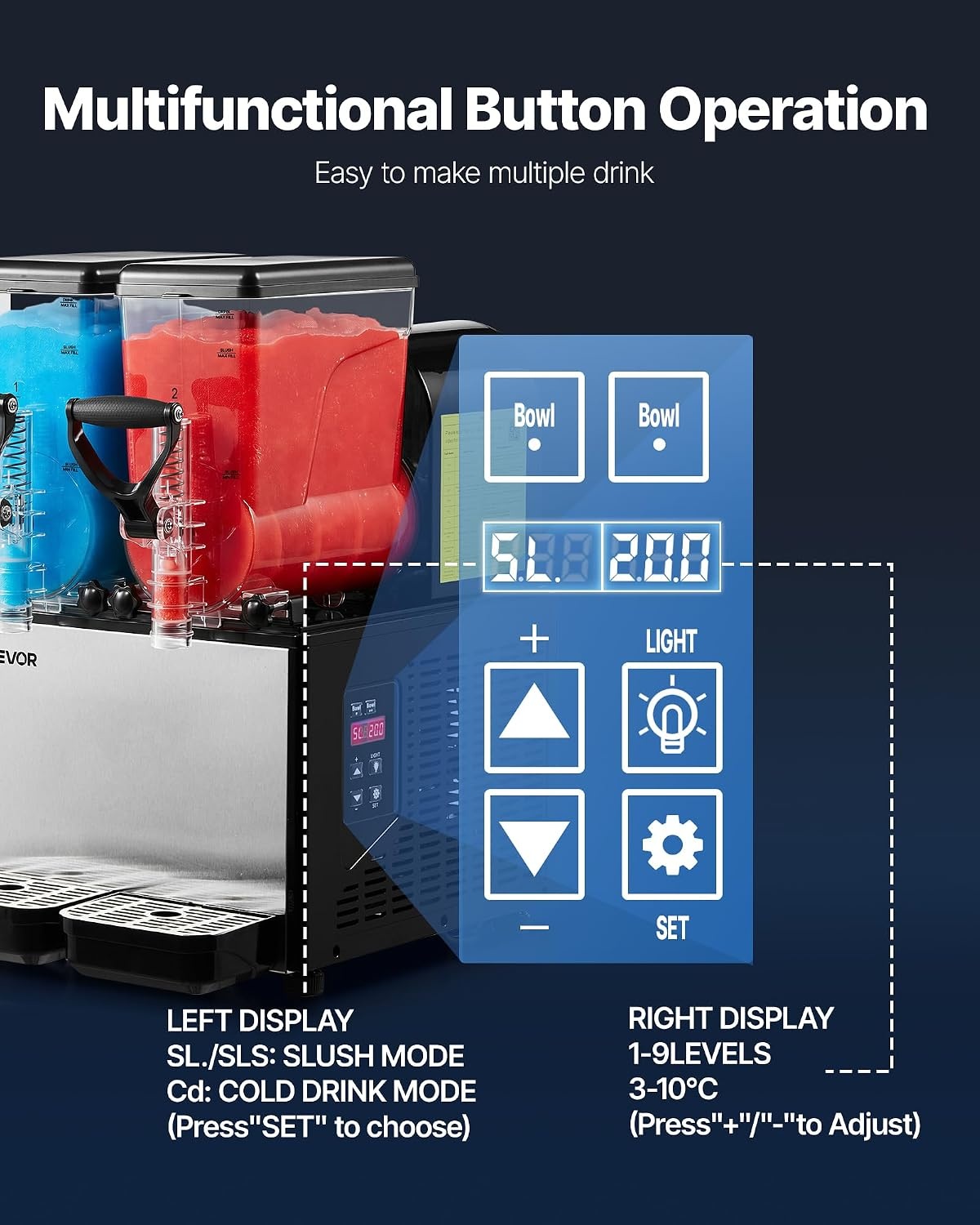 image:imageVEVOR Slushie Machine 6L16Gal x 2 Tank Commercial Slushy Maker Frozen Drink Maker with SelfCleaning Margarita Machine for Restaurants Bars Party for Slushie Margaritas Milkshake amp MoreBlack