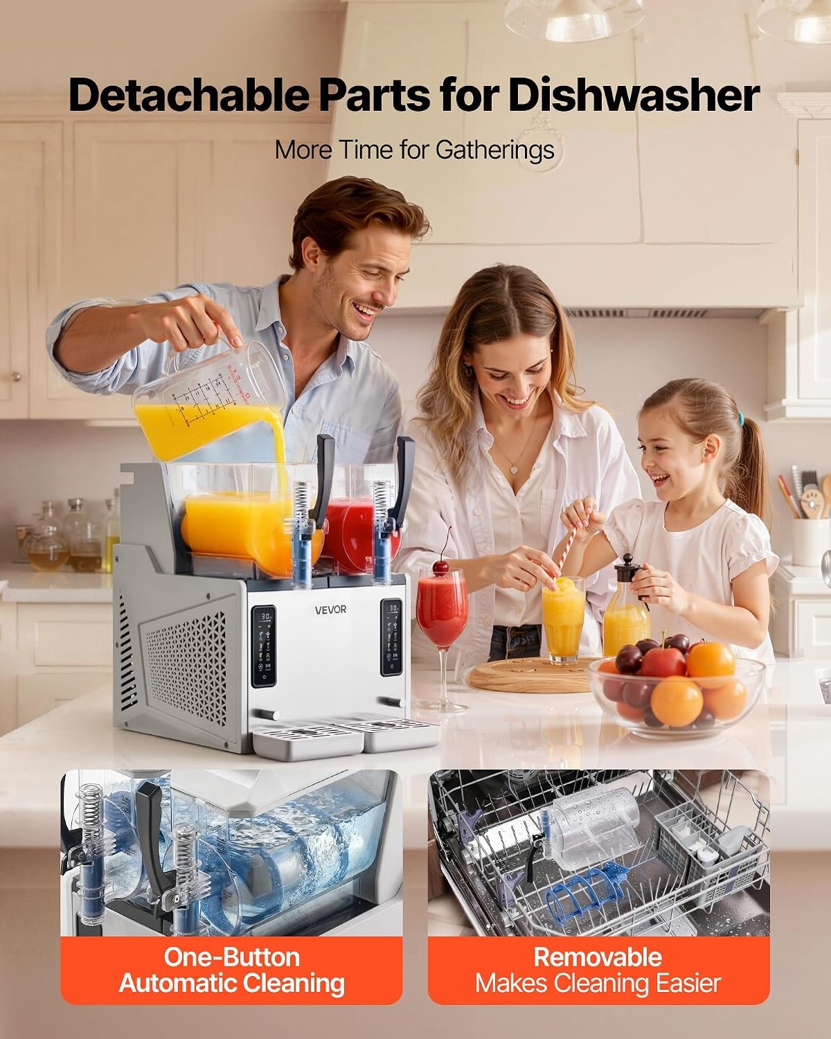 image:imageVEVOR Slushie Machine 6L16Gal x 2 Tank Commercial Slushy Maker Frozen Drink Maker with SelfCleaning Margarita Machine for Restaurants Bars Party for Slushie Margaritas Milkshake amp MoreStainless steel color beige