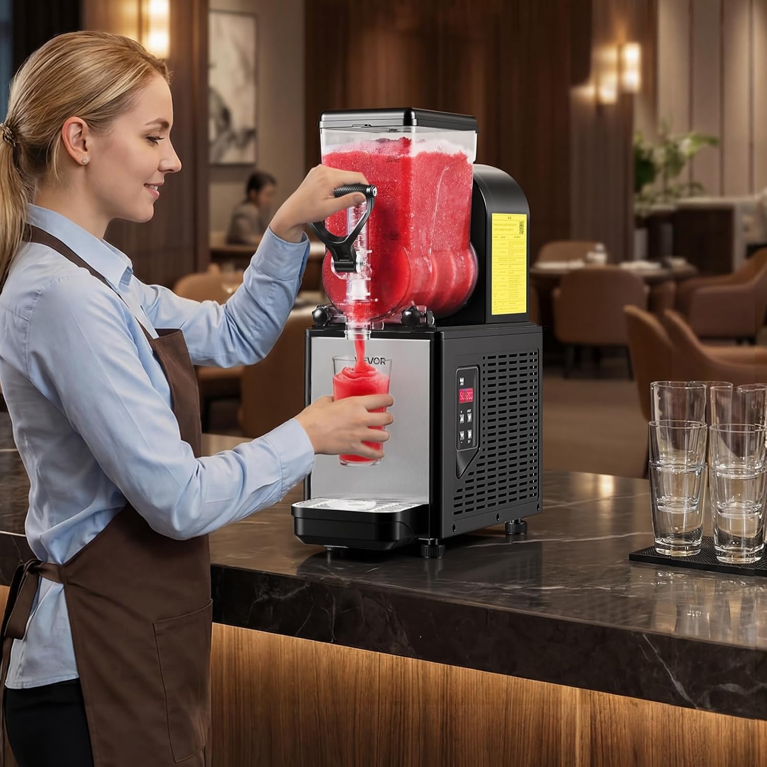 image:imageVEVOR Slushie Machine 6L16Gal x 2 Tank Commercial Slushy Maker Frozen Drink Maker with SelfCleaning Margarita Machine for Restaurants Bars Party for Slushie Margaritas Milkshake amp MoreBlack