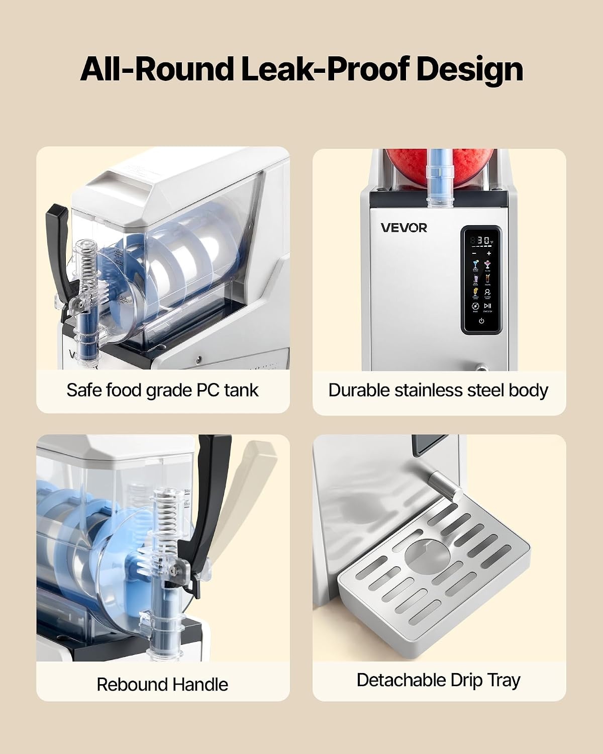 image:imageVEVOR Slushie Machine 6L16Gal x 2 Tank Commercial Slushy Maker Frozen Drink Maker with SelfCleaning Margarita Machine for Restaurants Bars Party for Slushie Margaritas Milkshake amp MoreStainless steel color beige