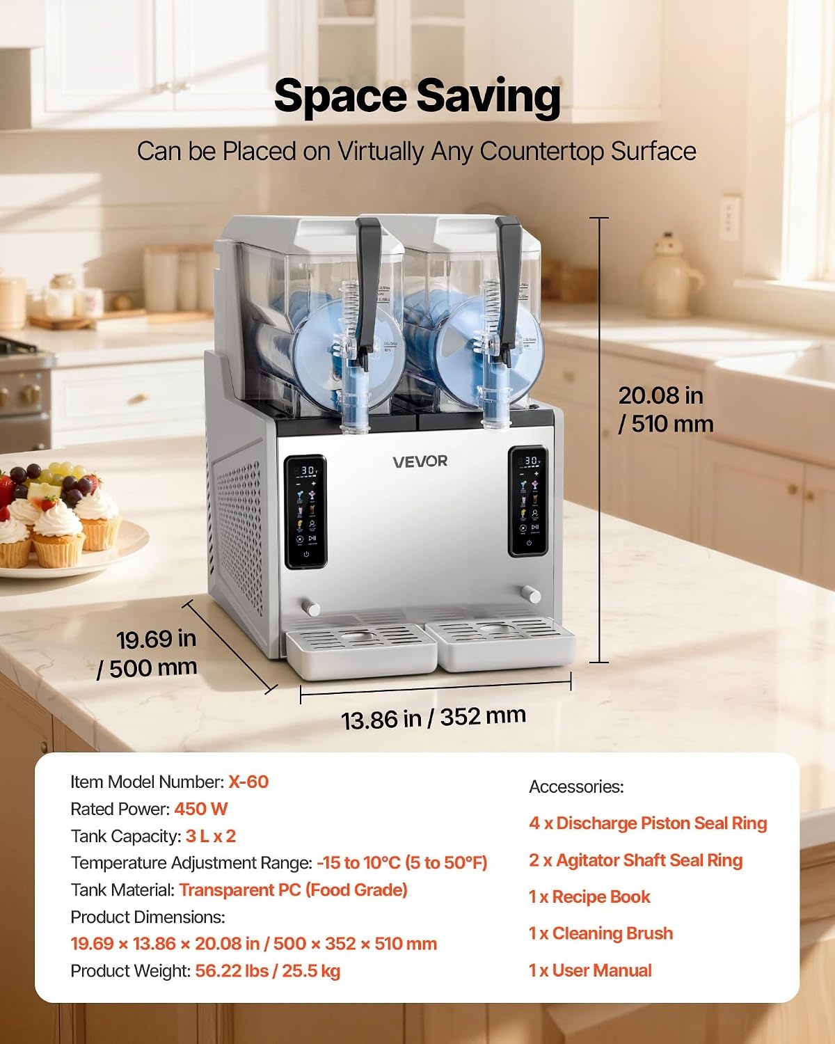 image:imageVEVOR Slushie Machine 6L16Gal x 2 Tank Commercial Slushy Maker Frozen Drink Maker with SelfCleaning Margarita Machine for Restaurants Bars Party for Slushie Margaritas Milkshake amp MoreStainless steel color beige