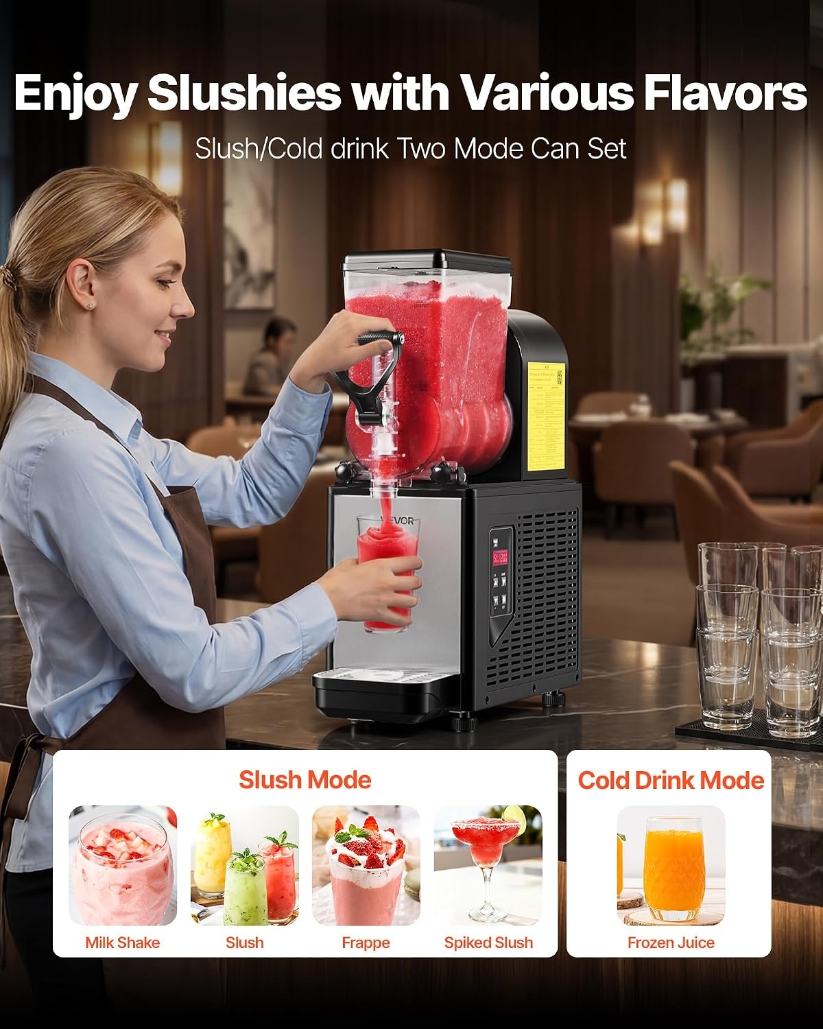 image:imageVEVOR Slushie Machine 6L16Gal x 2 Tank Commercial Slushy Maker Frozen Drink Maker with SelfCleaning Margarita Machine for Restaurants Bars Party for Slushie Margaritas Milkshake amp MoreBlack