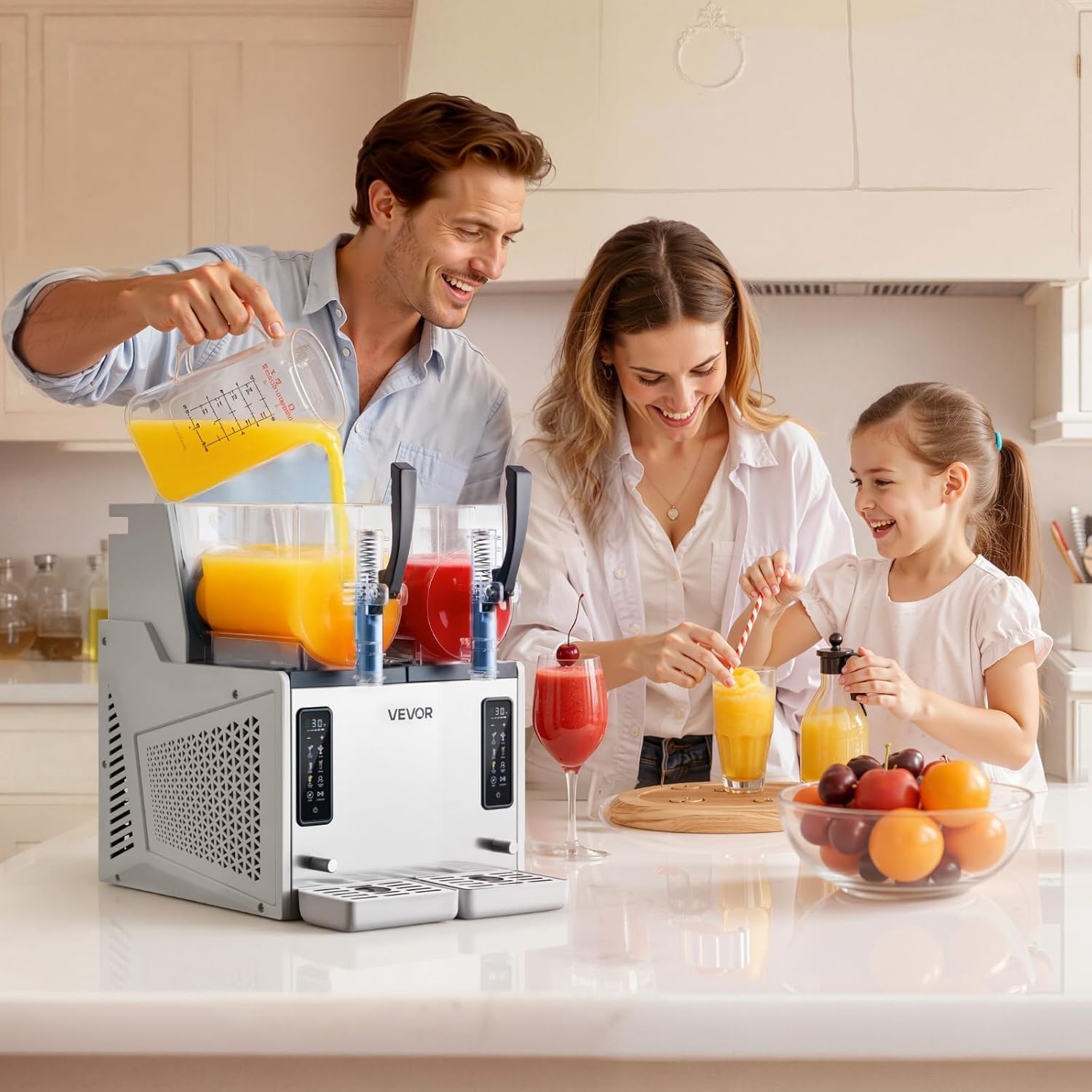 image:imageVEVOR Slushie Machine 6L16Gal x 2 Tank Commercial Slushy Maker Frozen Drink Maker with SelfCleaning Margarita Machine for Restaurants Bars Party for Slushie Margaritas Milkshake amp MoreStainless steel color beige