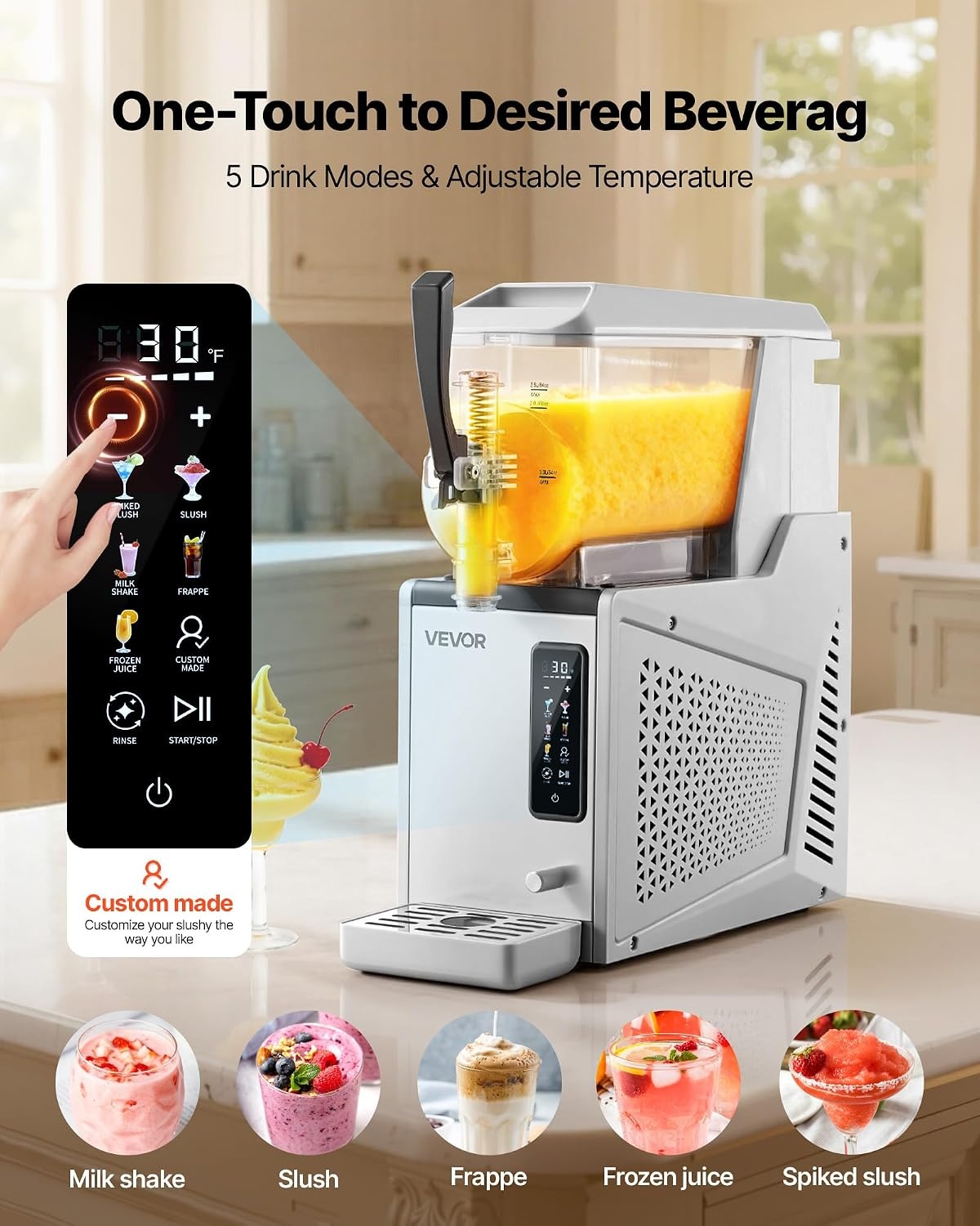 image:imageVEVOR Slushie Machine 6L16Gal x 2 Tank Commercial Slushy Maker Frozen Drink Maker with SelfCleaning Margarita Machine for Restaurants Bars Party for Slushie Margaritas Milkshake amp MoreStainless steel color beige