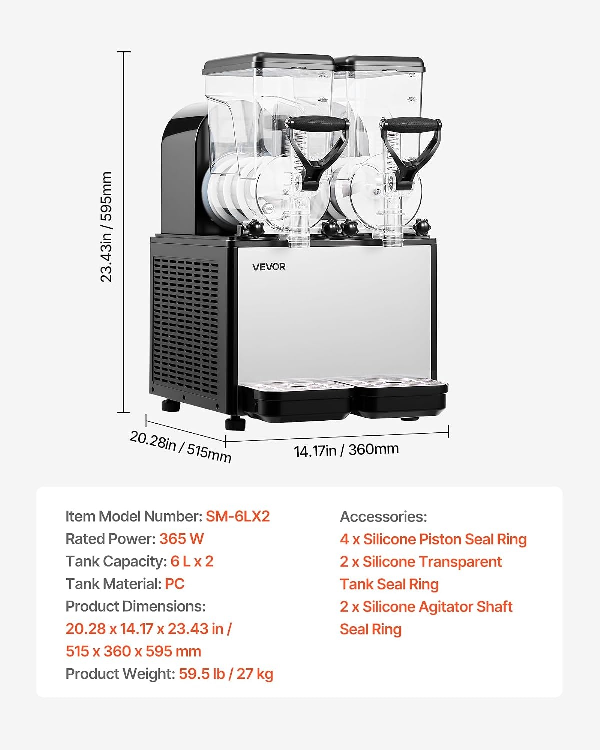 image:imageVEVOR Slushie Machine 6L16Gal x 2 Tank Commercial Slushy Maker Frozen Drink Maker with SelfCleaning Margarita Machine for Restaurants Bars Party for Slushie Margaritas Milkshake amp MoreBlack