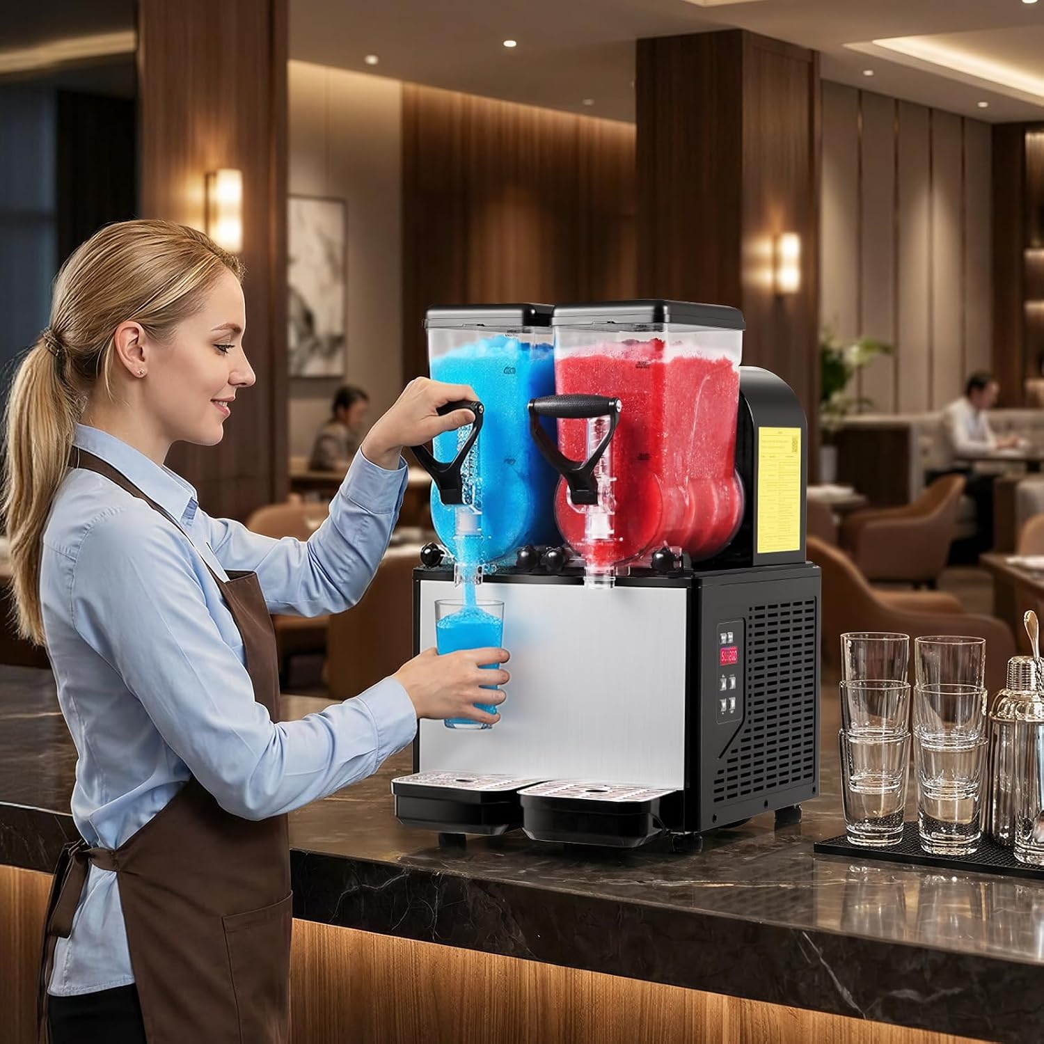 image:imageVEVOR Slushie Machine 6L16Gal x 2 Tank Commercial Slushy Maker Frozen Drink Maker with SelfCleaning Margarita Machine for Restaurants Bars Party for Slushie Margaritas Milkshake amp MoreBlack