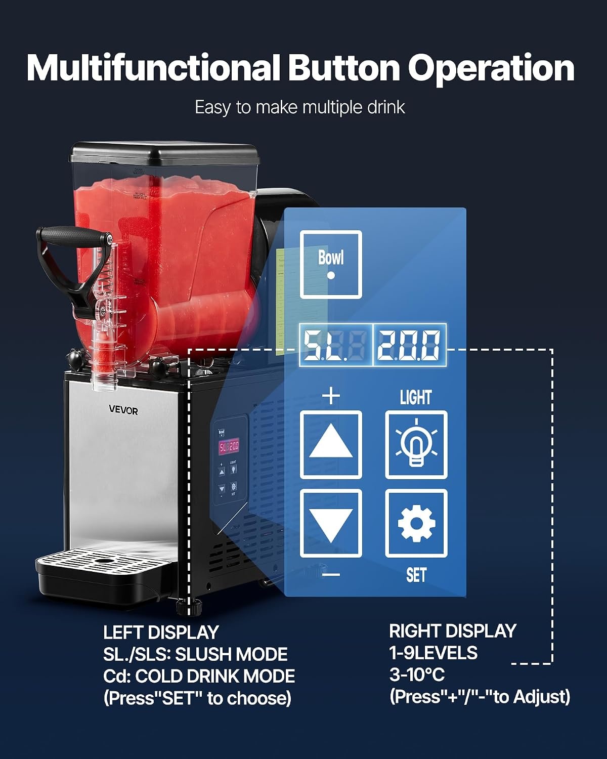 image:imageVEVOR Slushie Machine 6L16Gal x 2 Tank Commercial Slushy Maker Frozen Drink Maker with SelfCleaning Margarita Machine for Restaurants Bars Party for Slushie Margaritas Milkshake amp MoreBlack