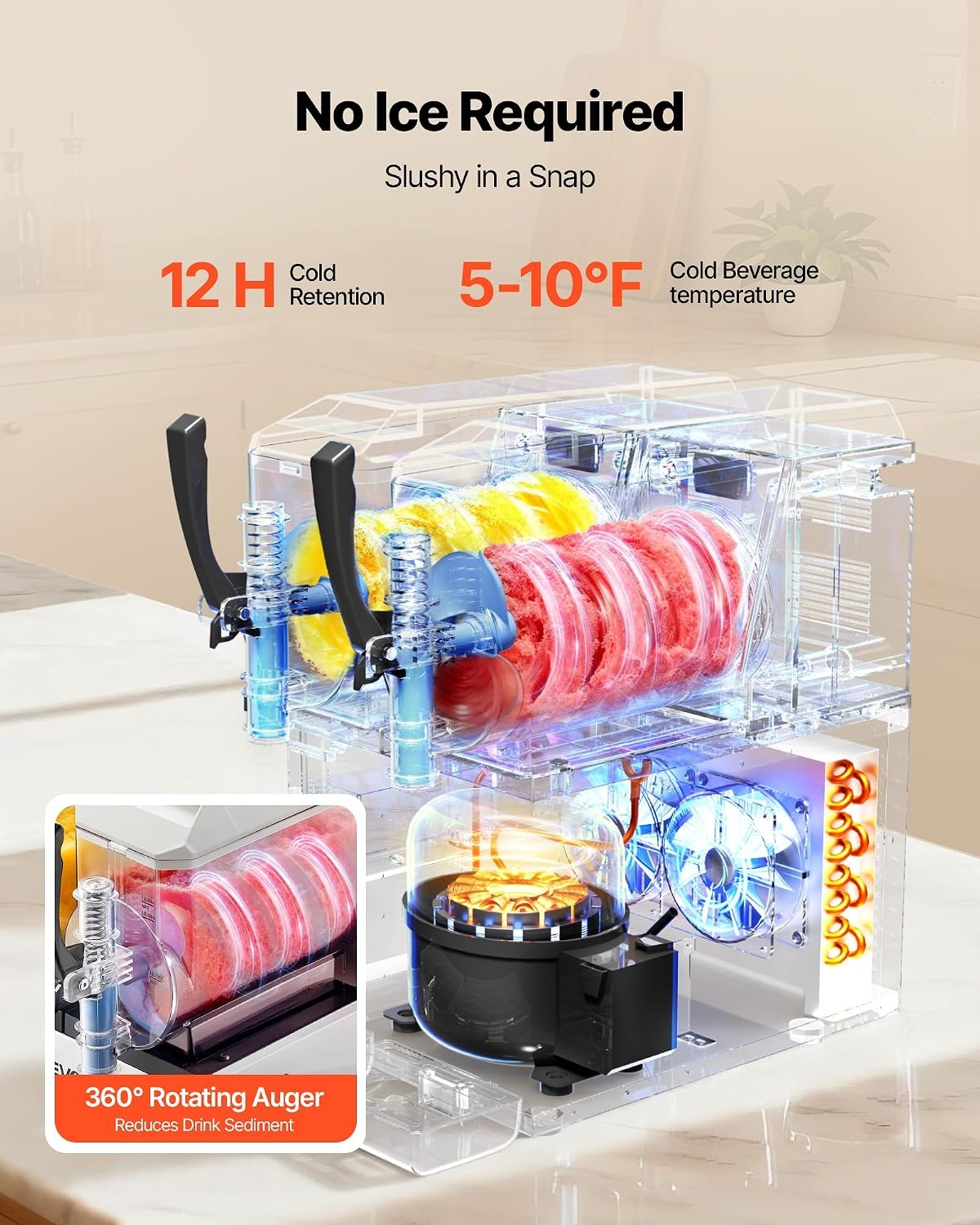 image:imageVEVOR Slushie Machine 6L16Gal x 2 Tank Commercial Slushy Maker Frozen Drink Maker with SelfCleaning Margarita Machine for Restaurants Bars Party for Slushie Margaritas Milkshake amp MoreStainless steel color beige