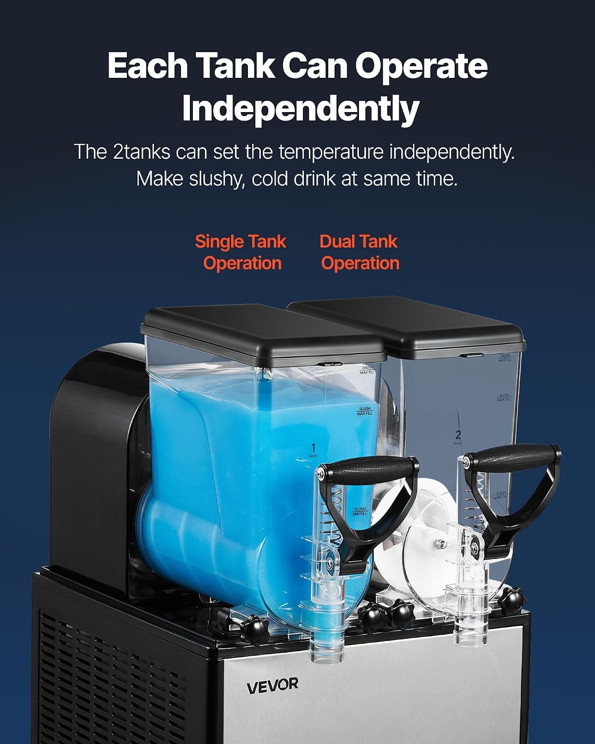 image:imageVEVOR Slushie Machine 6L16Gal x 2 Tank Commercial Slushy Maker Frozen Drink Maker with SelfCleaning Margarita Machine for Restaurants Bars Party for Slushie Margaritas Milkshake amp MoreBlack