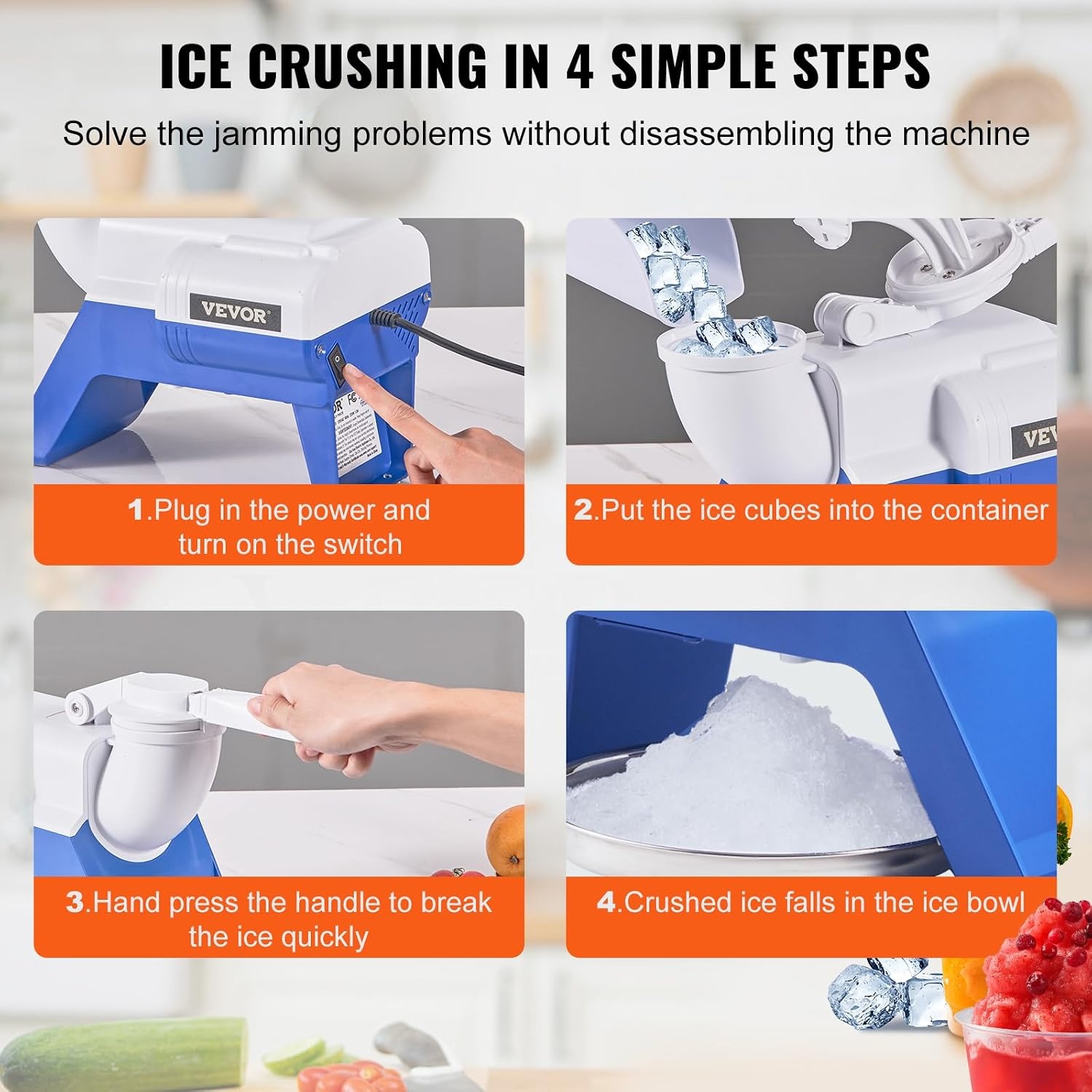 image:imageVEVOR Snowflake Ice Machine 132LBS24H Snowflake Ice Maker IceShaver Machine with Stainless Steel Blade Electric Snow Cone Maker with 048Gal Tank 90S Fast PreCooling for Home amp Small Gathering176LBSHSmall