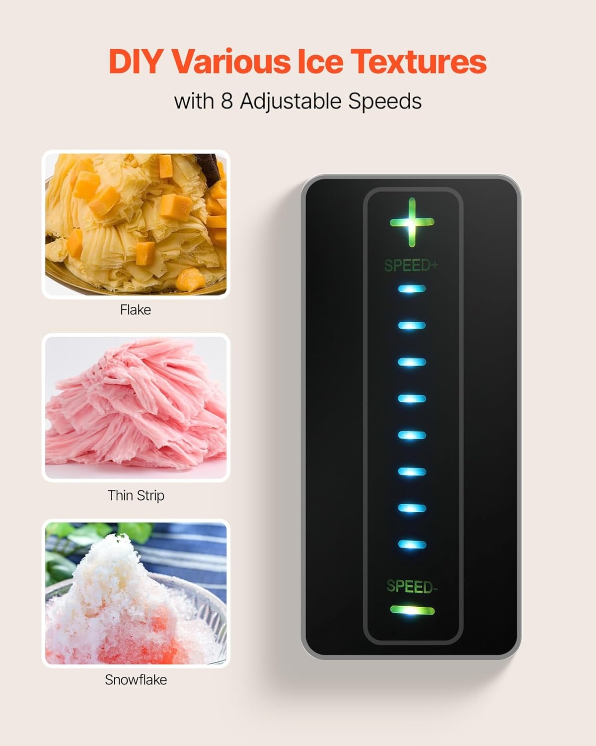 image:imageVEVOR Snowflake Ice Machine 132LBS24H Snowflake Ice Maker IceShaver Machine with Stainless Steel Blade Electric Snow Cone Maker with 048Gal Tank 90S Fast PreCooling for Home amp Small GatheringTank Capacity 08 L 02 gal
