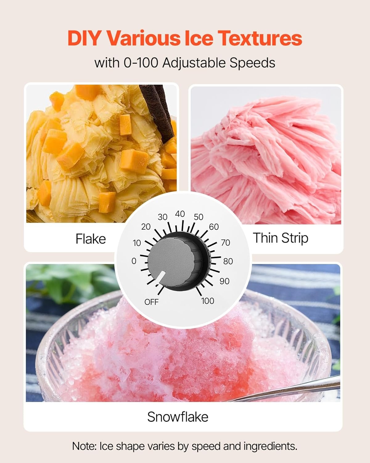 image:imageVEVOR Snowflake Ice Machine 132LBS24H Snowflake Ice Maker IceShaver Machine with Stainless Steel Blade Electric Snow Cone Maker with 048Gal Tank 90S Fast PreCooling for Home amp Small Gathering88LBS24H