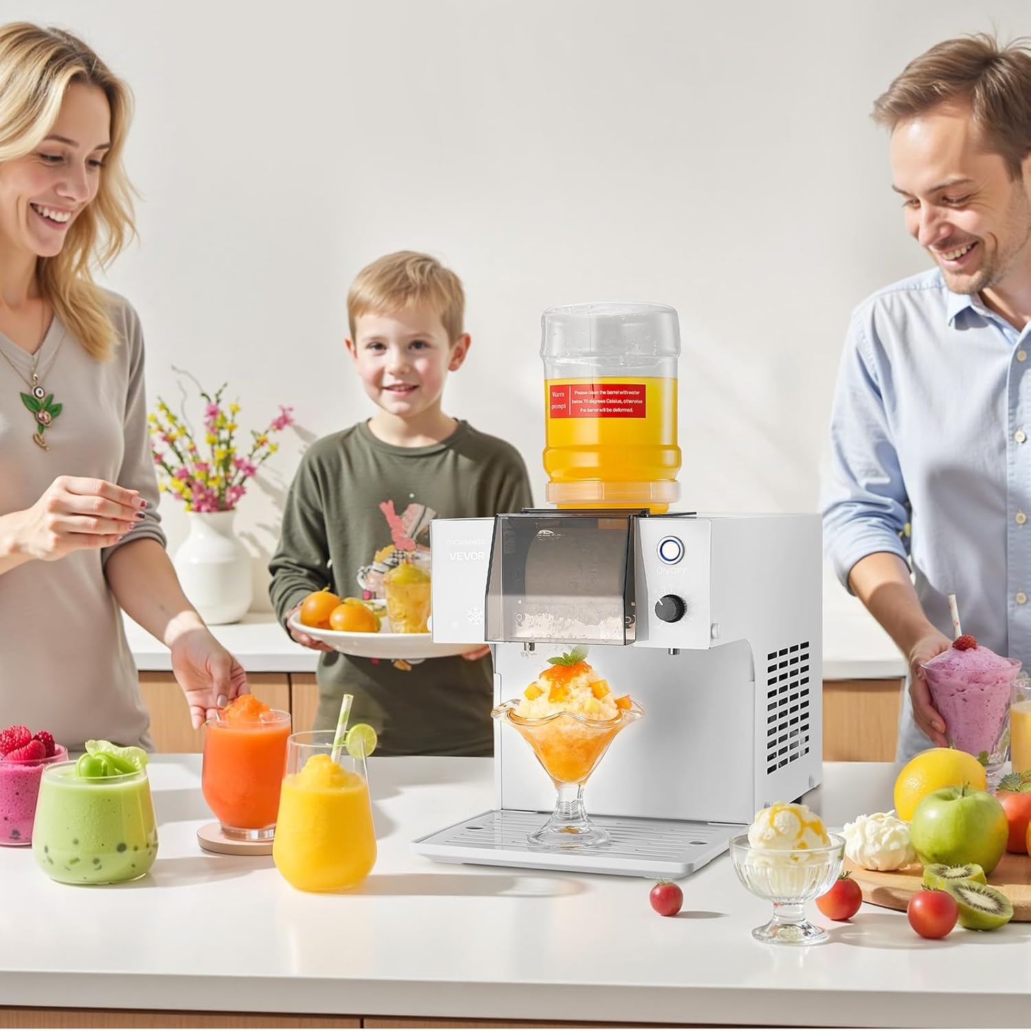image:imageVEVOR Snowflake Ice Machine 132LBS24H Snowflake Ice Maker IceShaver Machine with Stainless Steel Blade Electric Snow Cone Maker with 048Gal Tank 90S Fast PreCooling for Home amp Small Gathering88LBS24H