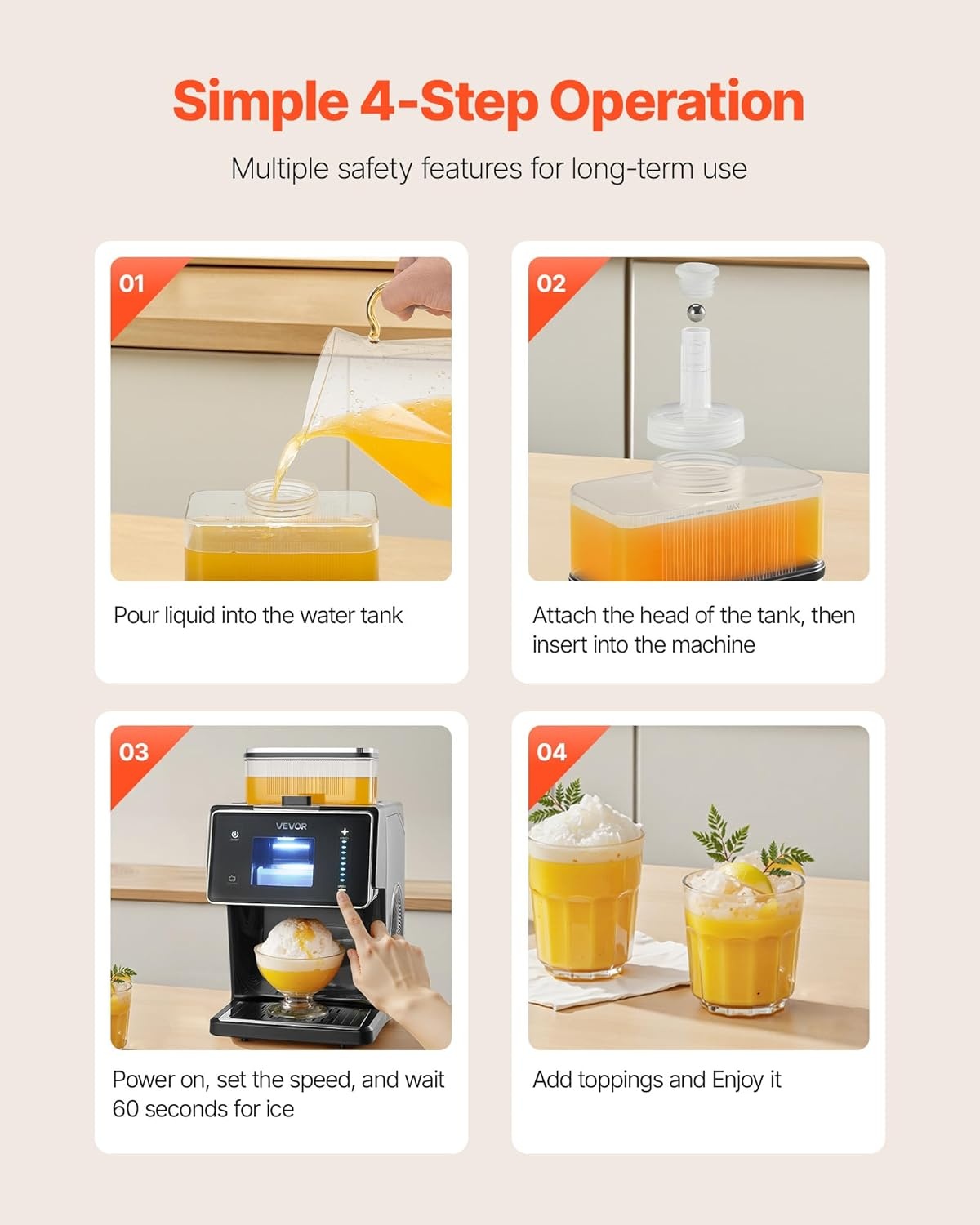 image:imageVEVOR Snowflake Ice Machine 132LBS24H Snowflake Ice Maker IceShaver Machine with Stainless Steel Blade Electric Snow Cone Maker with 048Gal Tank 90S Fast PreCooling for Home amp Small GatheringTank Capacity 08 L 02 gal