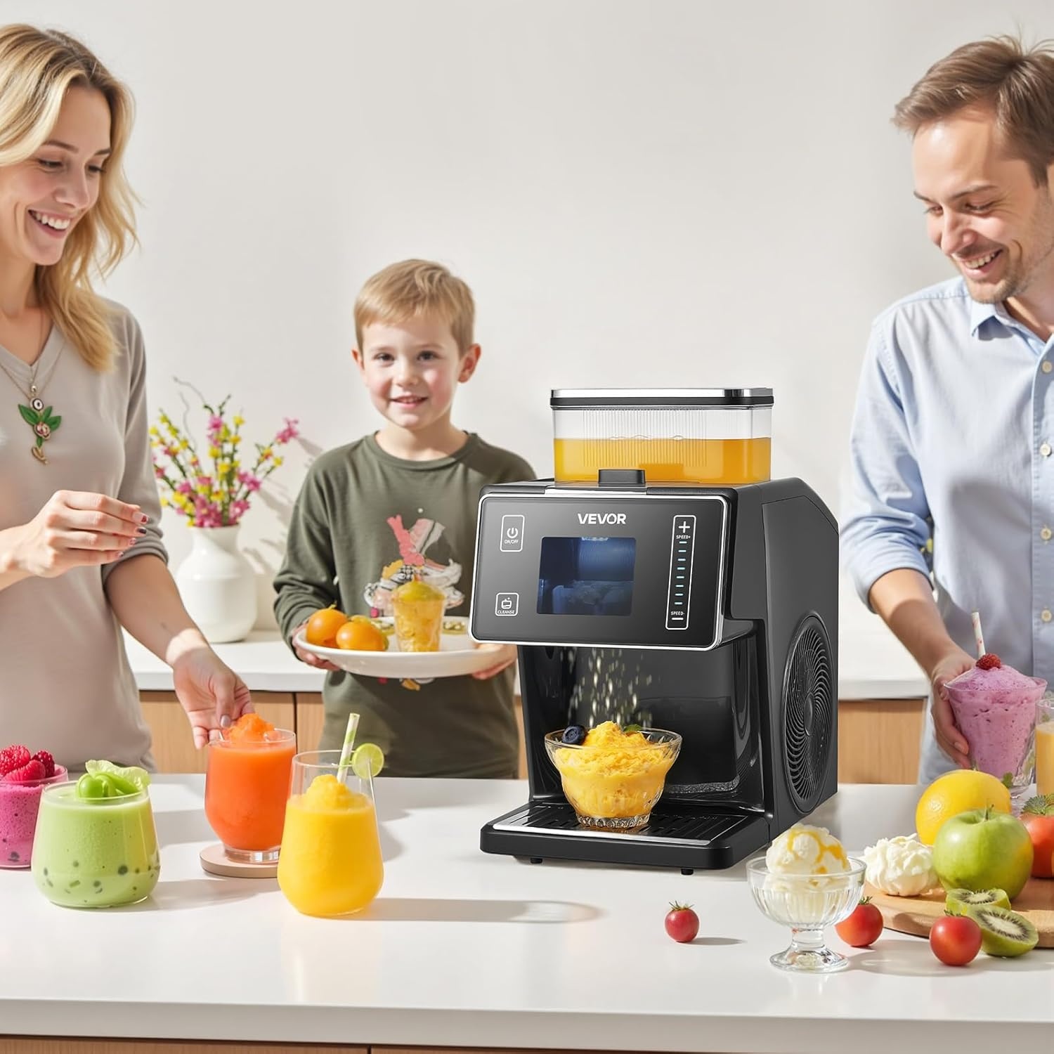 image:imageVEVOR Snowflake Ice Machine 132LBS24H Snowflake Ice Maker IceShaver Machine with Stainless Steel Blade Electric Snow Cone Maker with 048Gal Tank 90S Fast PreCooling for Home amp Small GatheringTank Capacity 08 L 02 gal