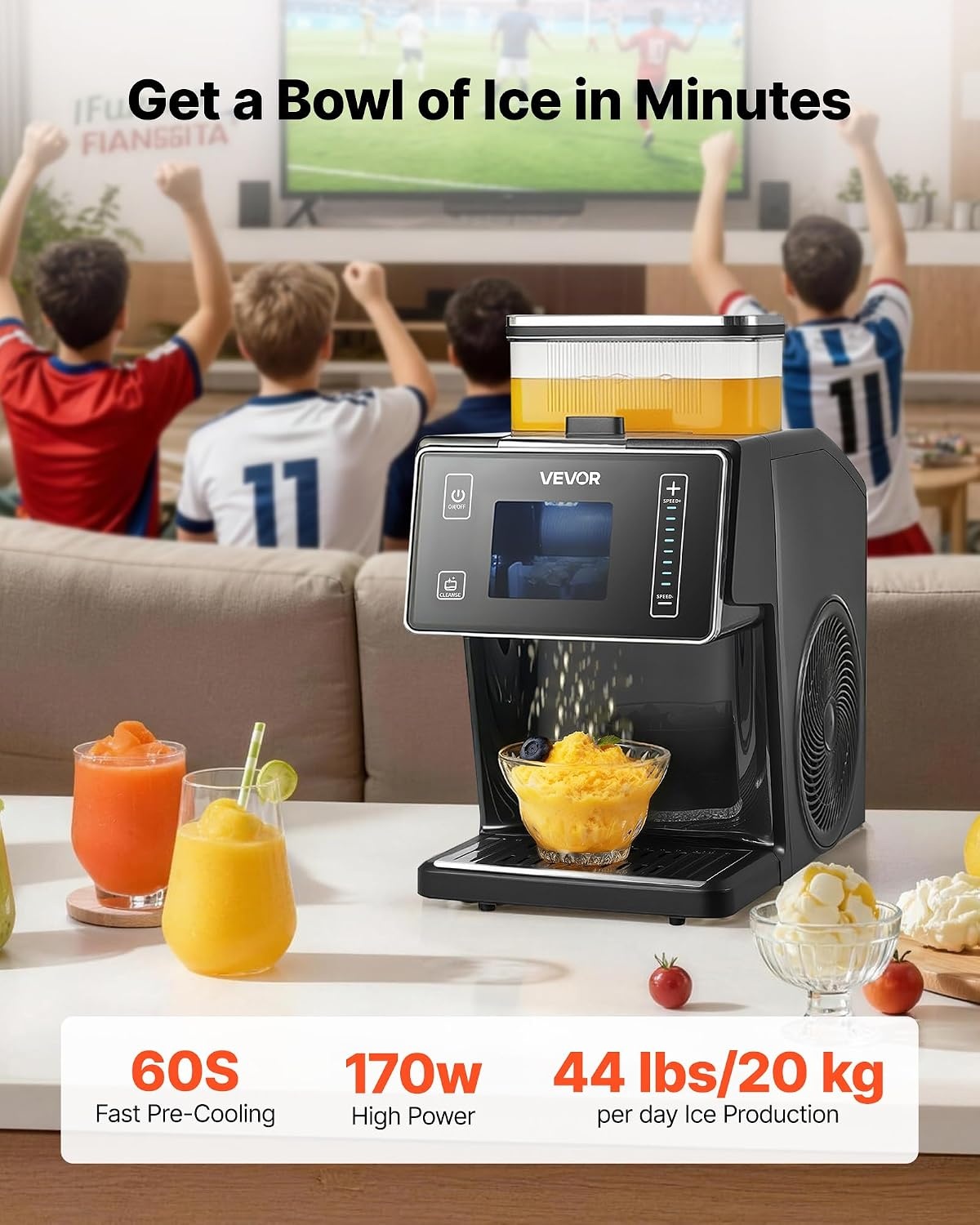 image:imageVEVOR Snowflake Ice Machine 132LBS24H Snowflake Ice Maker IceShaver Machine with Stainless Steel Blade Electric Snow Cone Maker with 048Gal Tank 90S Fast PreCooling for Home amp Small GatheringTank Capacity 08 L 02 gal