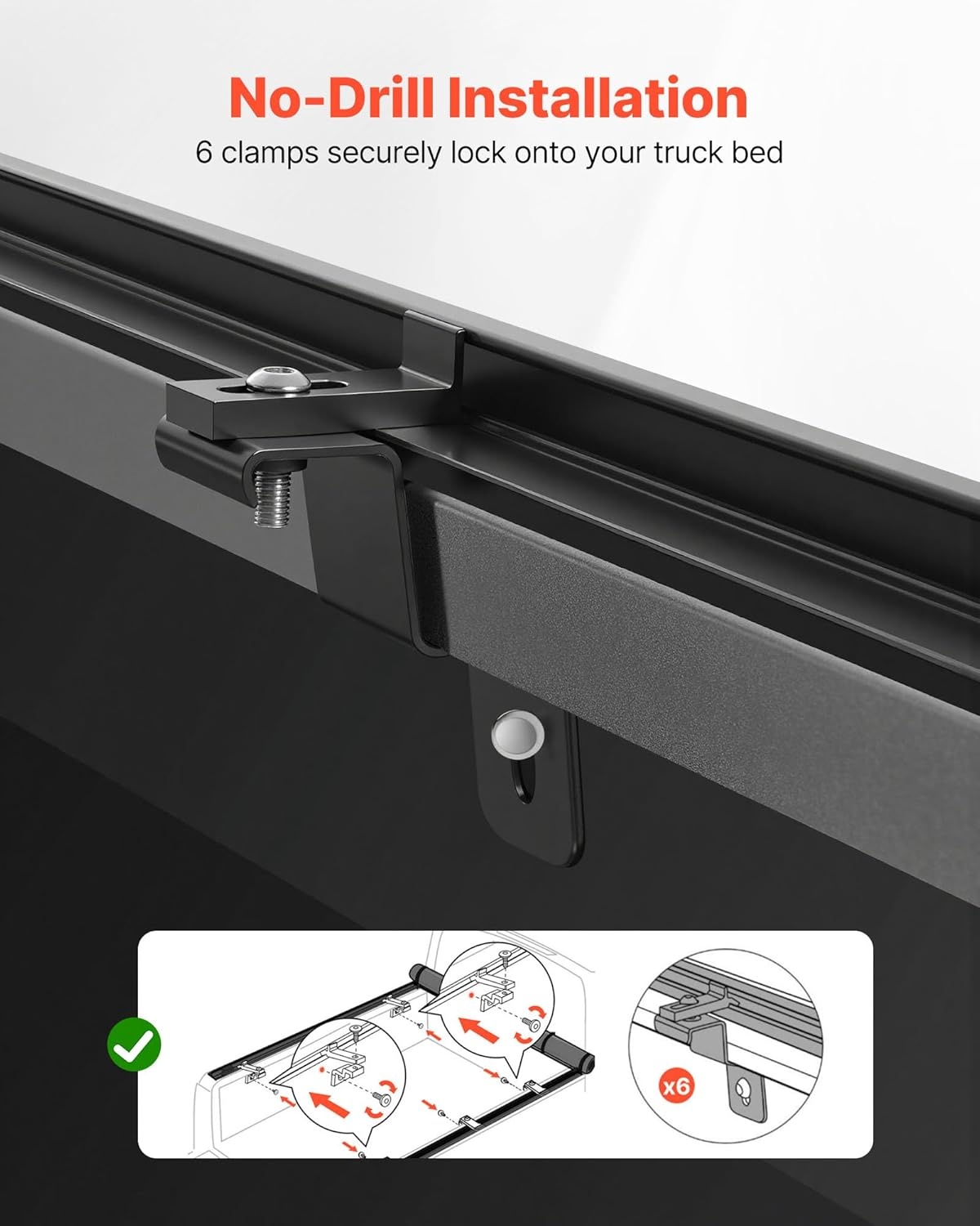 image:imageVEVOR Soft RollUp Truck Bed Tonneau Cover Compatible with 20172026 Honda Ridgeline Fits 5 ft 5 ft 4 in64 in Bed TripleLayer HeavyDuty PVC Tonneau Cover with Three Aluminum Alloy Support Bars