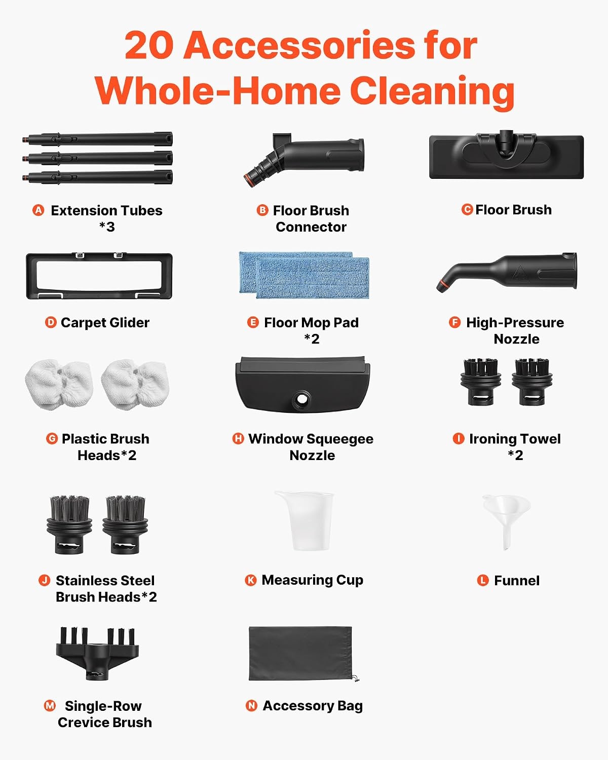 image:imageVEVOR Steam Cleaner 34 oz Tank Steamer for Cleaning with 20 Accessories Extended Power Cord and Hose Portable Handle Fast Heating Powerful Canister Steam Cleaner for Home Car Detailing Floors