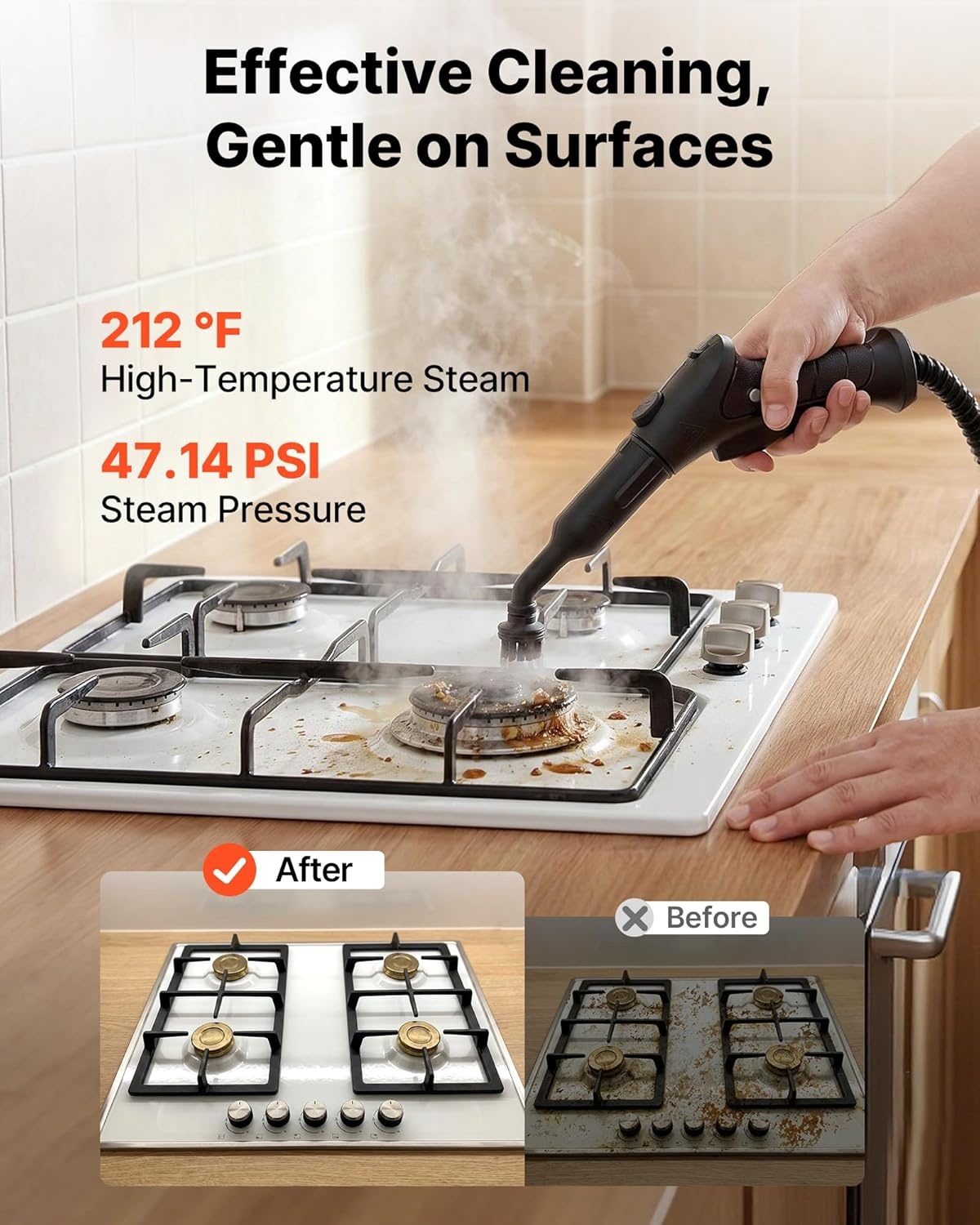image:imageVEVOR Steam Cleaner 34 oz Tank Steamer for Cleaning with 20 Accessories Extended Power Cord and Hose Portable Handle Fast Heating Powerful Canister Steam Cleaner for Home Car Detailing Floors