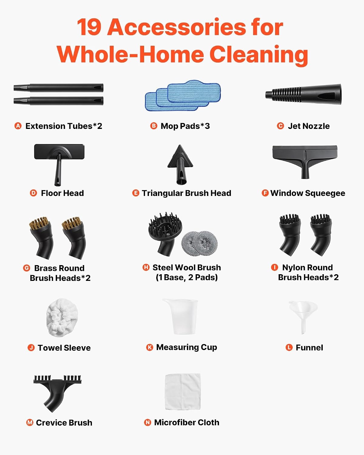 image:imageVEVOR Steam Cleaner 51 oz Tank Steamer for Cleaning with 19 Accessories Extended Power Cord and Hose Portable Handle Fast Heating Powerful Canister Steam Cleaner for Home Car Detailing Floors