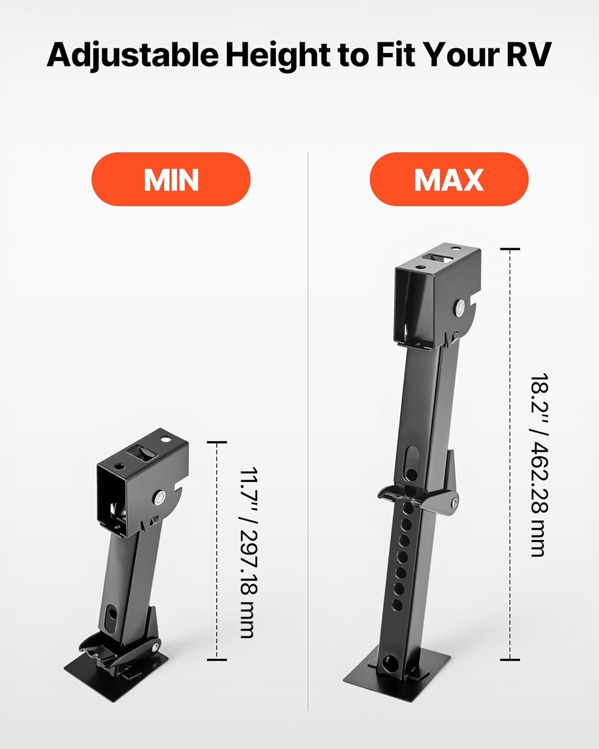 image:imageVEVOR Telescoping Stabilizer Jack 2PCS Telescoping Folding Trailer Jack Trailer Swing Down Stabilizer Jack for RV Supports 1000lbs Capacity Each Adjustable from 117 inch to 182 inch
