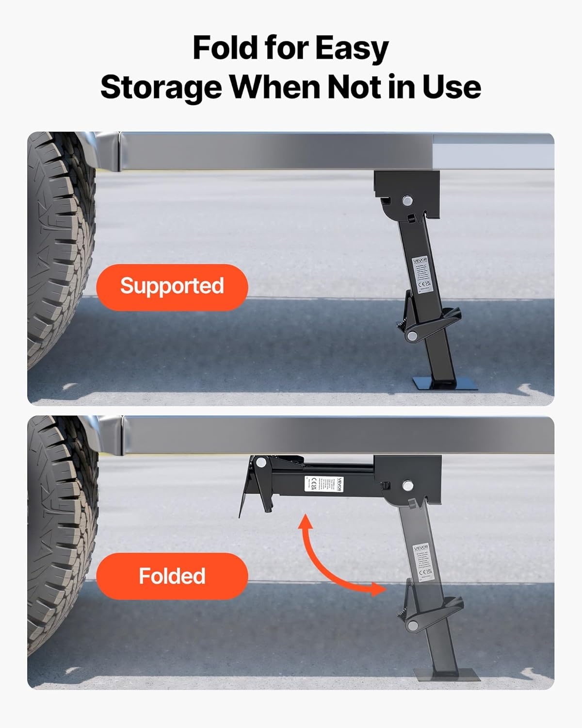 image:imageVEVOR Telescoping Stabilizer Jack 2PCS Telescoping Folding Trailer Jack Trailer Swing Down Stabilizer Jack for RV Supports 1000lbs Capacity Each Adjustable from 117 inch to 182 inch