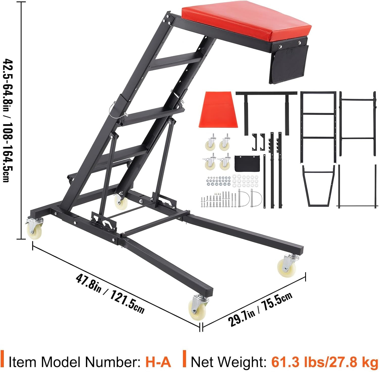 image:imageVEVOR Top Automotive Creeper with Adjustable Height 496 to 756 400 LBS Capacity High Creeper 4 Swivel Caster Wheels Heavy Duty Creeper for Auto Repair and MaintenanceH
