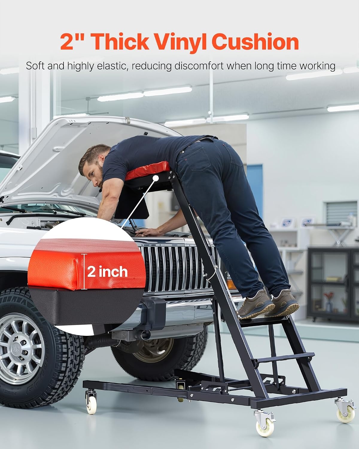 image:imageVEVOR Top Automotive Creeper with Adjustable Height 496 to 756 400 LBS Capacity High Creeper 4 Swivel Caster Wheels Heavy Duty Creeper for Auto Repair and MaintenanceH