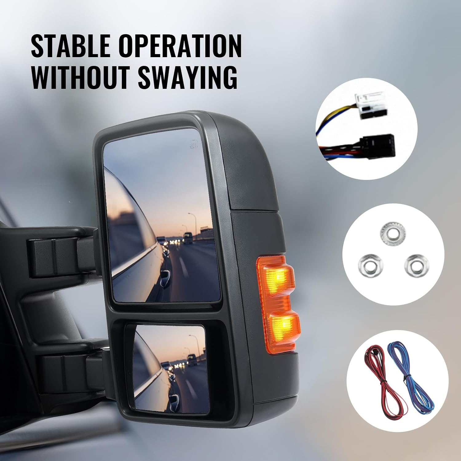 image:imageVEVOR Towing Mirrors Pair Set for 9907 Ford F250 F350 F450 F550 Super Duty 0105 Excursion Power Heated with Signal Light Manual Controlling Telescoping Folding19992007