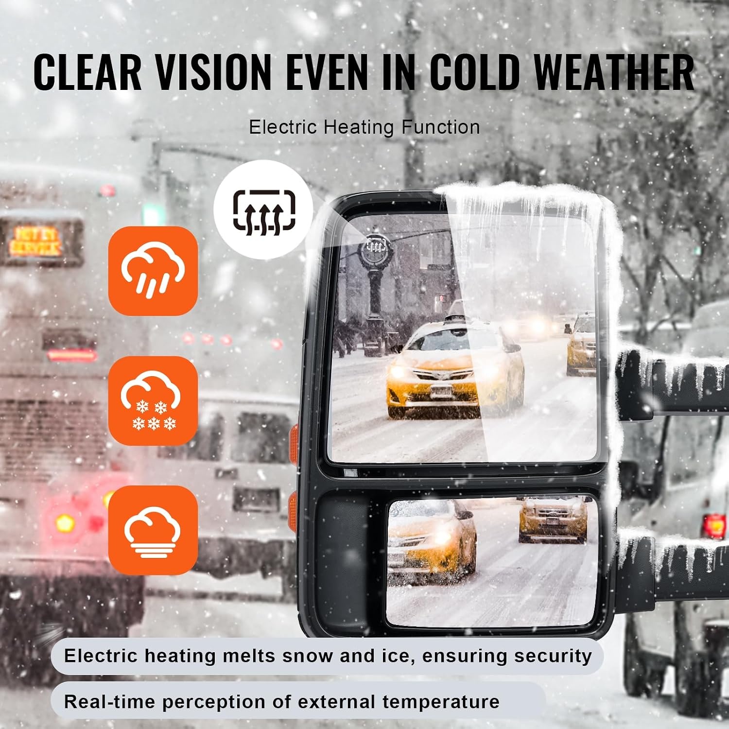 image:imageVEVOR Towing Mirrors Pair Set for 9907 Ford F250 F350 F450 F550 Super Duty 0105 Excursion Power Heated with Signal Light Manual Controlling Telescoping Folding19992007
