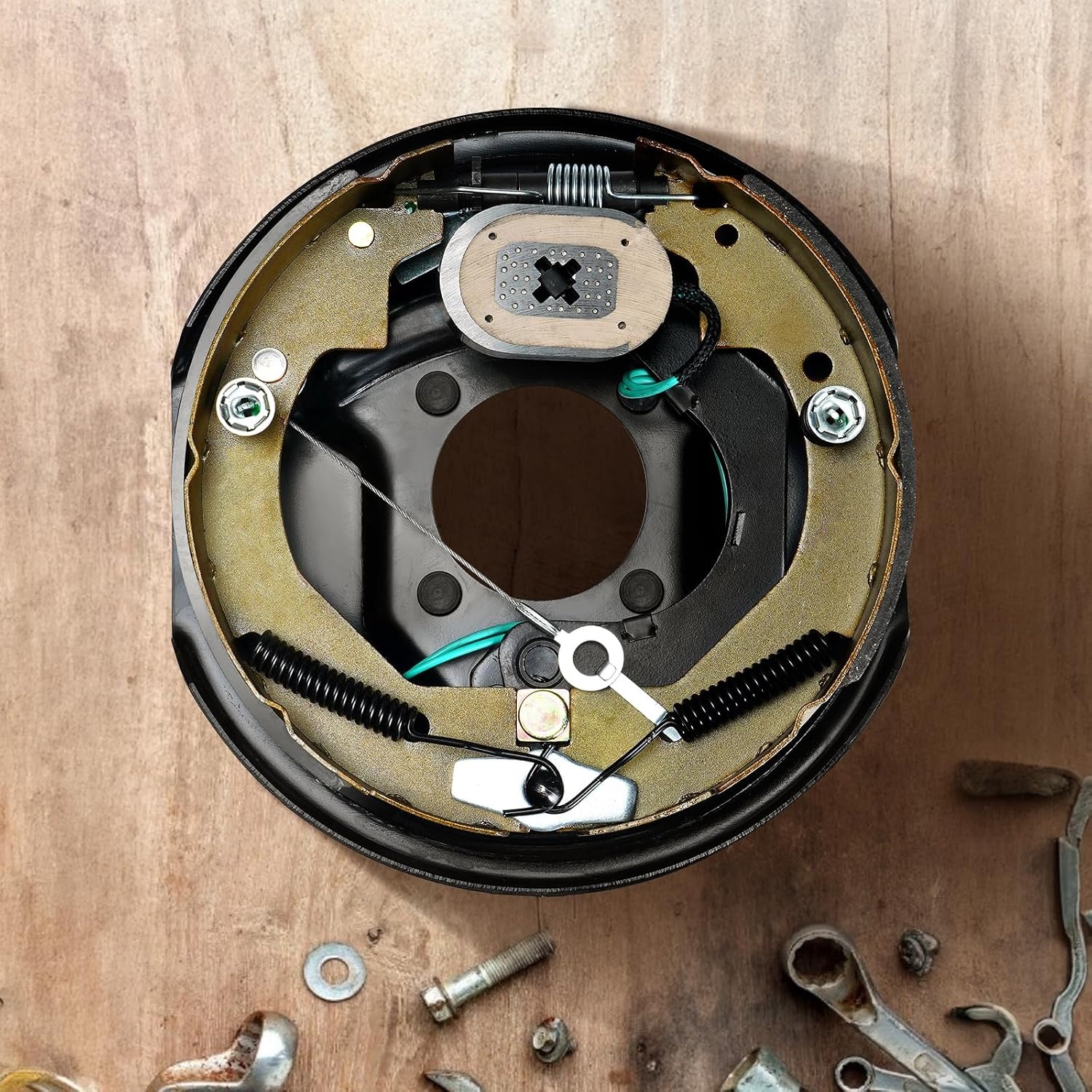 image:imageVEVOR Trailer Hub Drum Kits 5 on 45 BC with 10 x 214 Electric Brakes SelfAdjusting Trailer Brake Assembly for 3500 lbs Axle 4Hole Mounting Backing Plates for Brake System Part Replacement1 Pairs Electric Brakes Kit