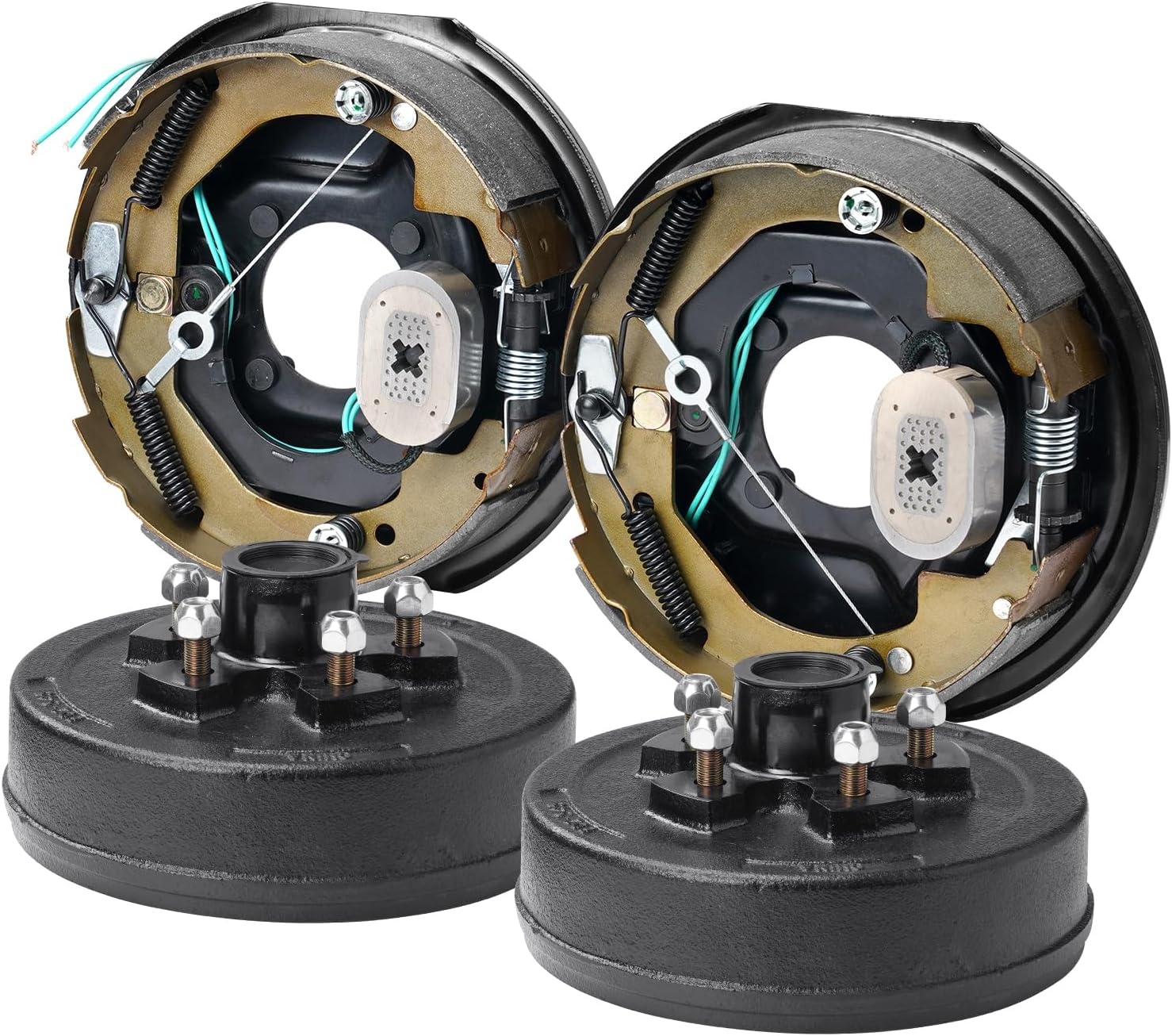 image:imageVEVOR Trailer Hub Drum Kits 5 on 45 BC with 10 x 214 Electric Brakes SelfAdjusting Trailer Brake Assembly for 3500 lbs Axle 4Hole Mounting Backing Plates for Brake System Part Replacement1 Pairs Electric Brakes Kit