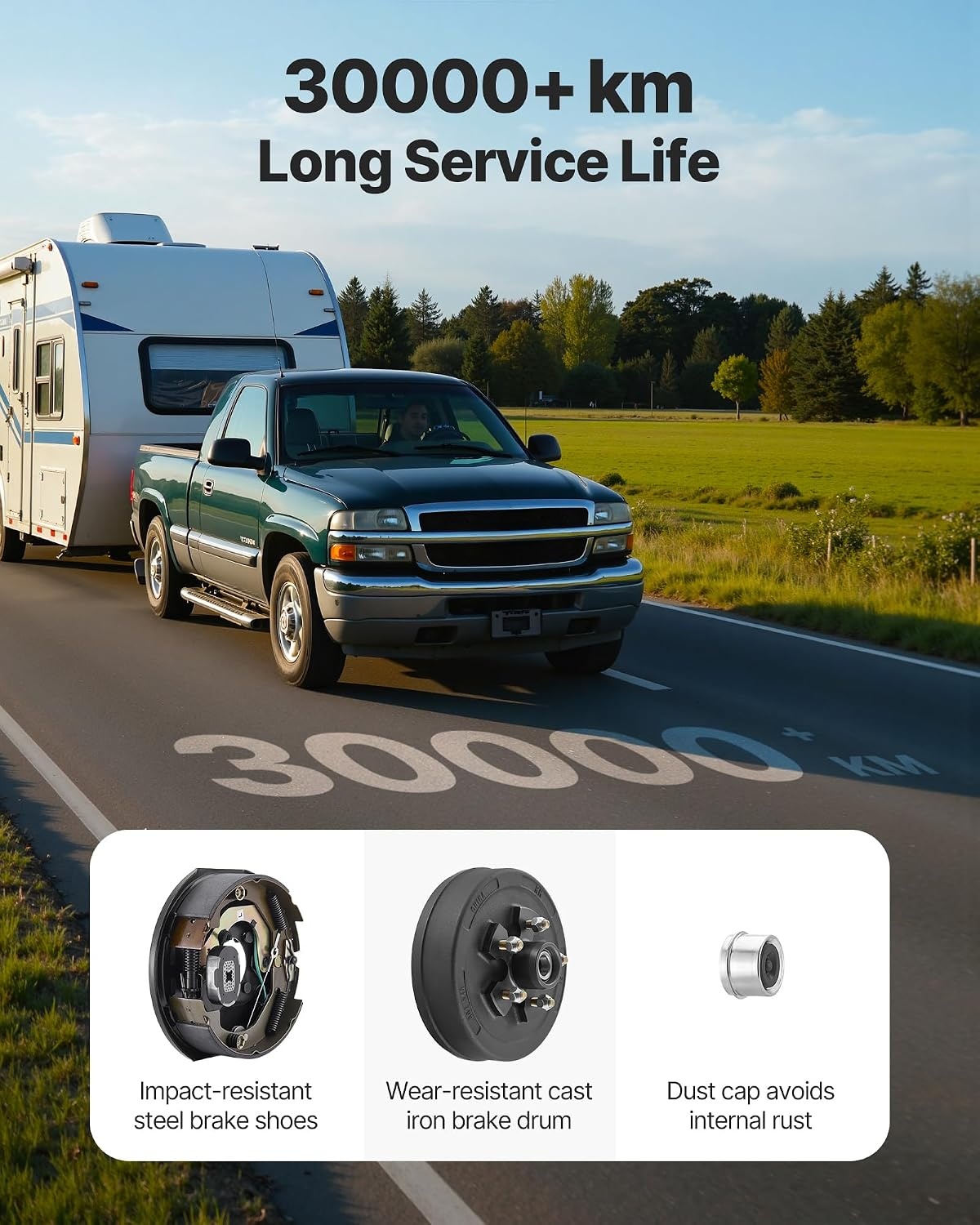 image:imageVEVOR Trailer Hub Drum Kits 5 on 45 BC with 10 x 214 Electric Brakes SelfAdjusting Trailer Brake Assembly for 3500 lbs Axle 4Hole Mounting Backing Plates for Brake System Part Replacement2 Pairs Electric Brakes Kit