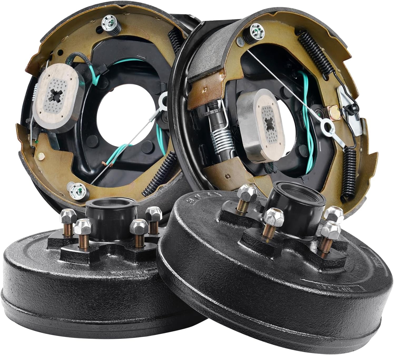 image:imageVEVOR Trailer Hub Drum Kits 5 on 45 BC with 10 x 214 Electric Brakes SelfAdjusting Trailer Brake Assembly for 3500 lbs Axle 4Hole Mounting Backing Plates for Brake System Part Replacement1 Pairs Electric Brakes Kit
