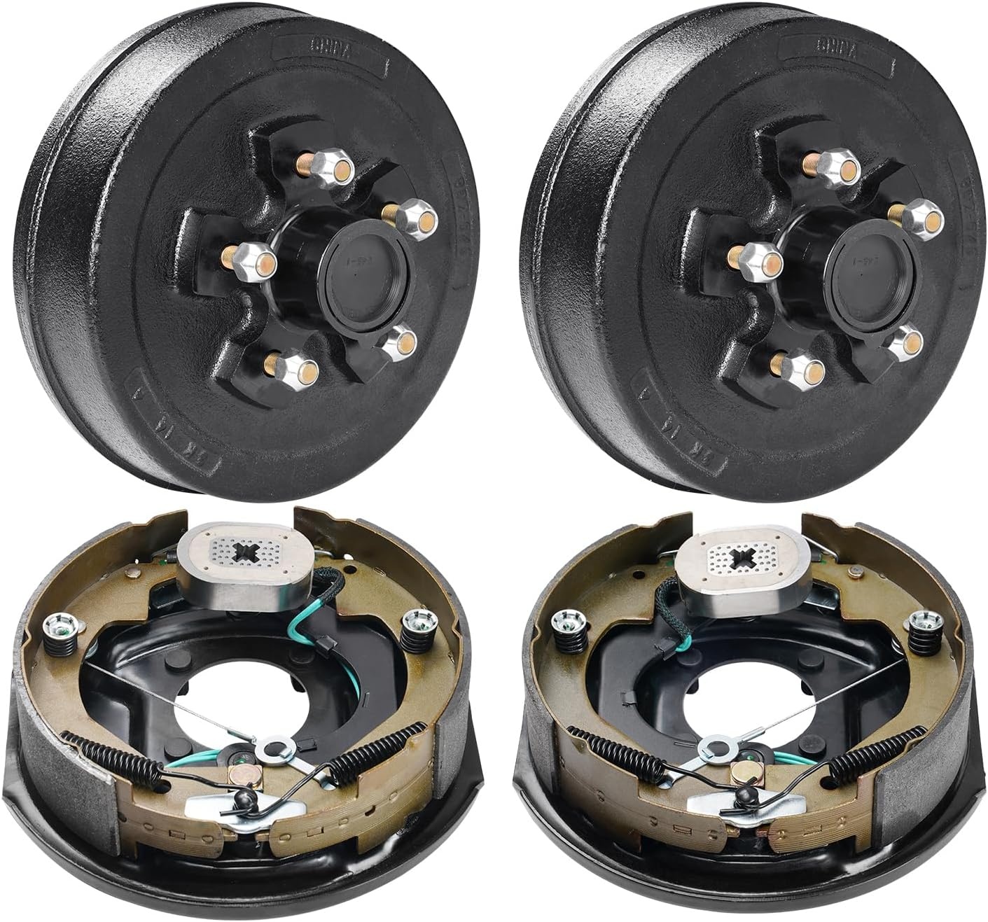 image:imageVEVOR Trailer Hub Drum Kits 5 on 45 BC with 10 x 214 Electric Brakes SelfAdjusting Trailer Brake Assembly for 3500 lbs Axle 4Hole Mounting Backing Plates for Brake System Part Replacement1 Pairs Electric Brakes Kit