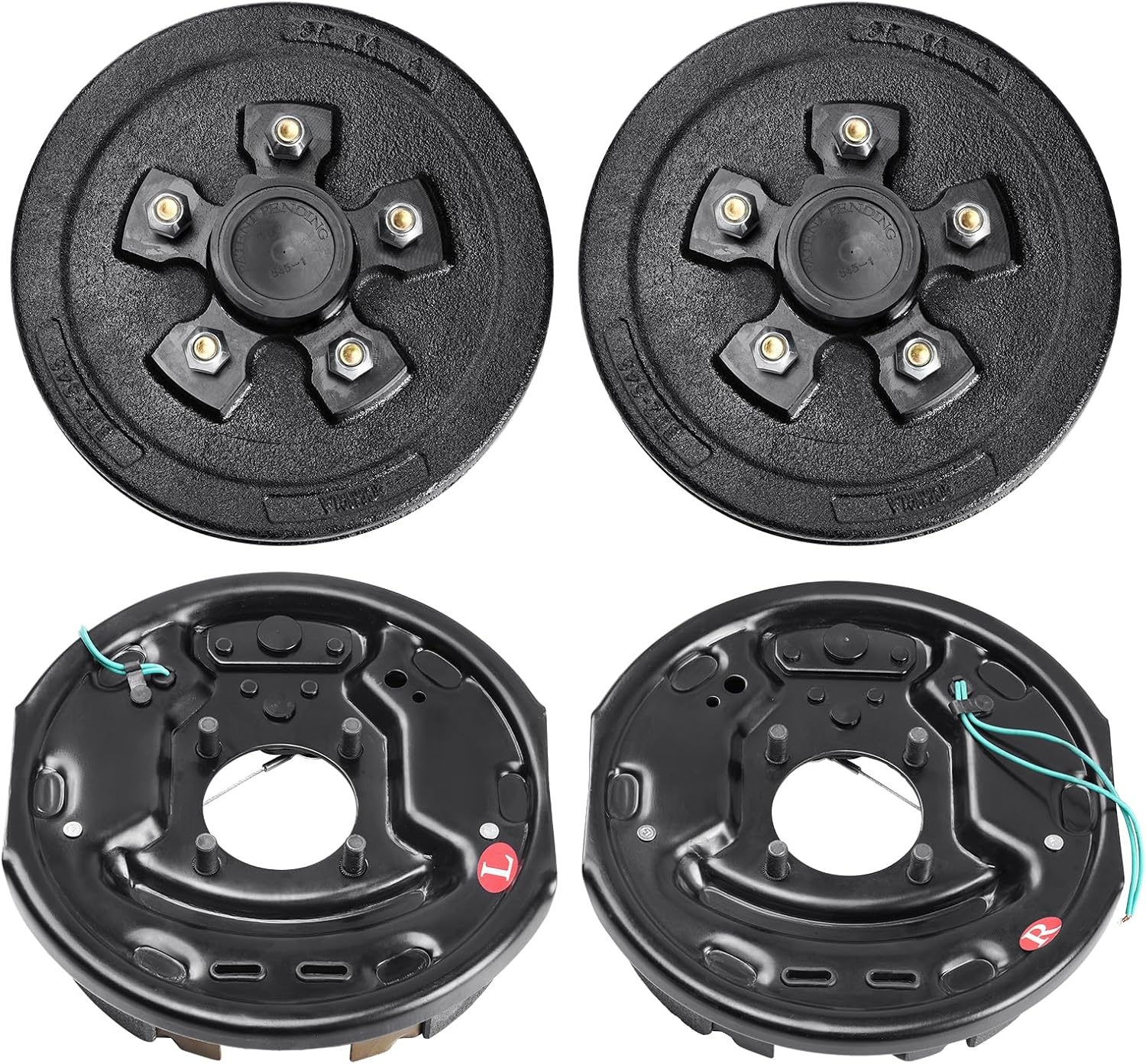 image:imageVEVOR Trailer Hub Drum Kits 5 on 45 BC with 10 x 214 Electric Brakes SelfAdjusting Trailer Brake Assembly for 3500 lbs Axle 4Hole Mounting Backing Plates for Brake System Part Replacement1 Pairs Electric Brakes Kit