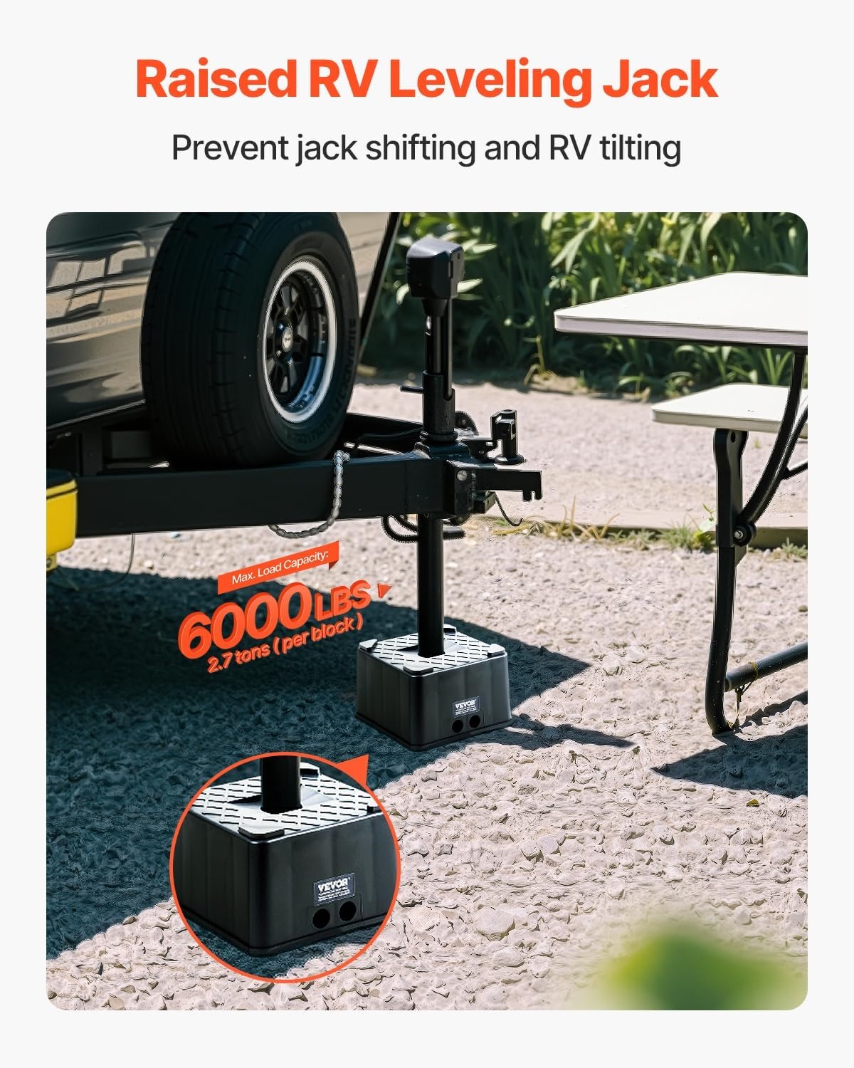 image:imageVEVOR Trailer Jack Block 6 High Heavy Duty RV Leveling Block with 6000 lbs Capacity RV Jack Stand Motorcycle Stand Stool Camper Accessories for Travel Trailers 5th Wheels Class AC Motorhomes1 PCS